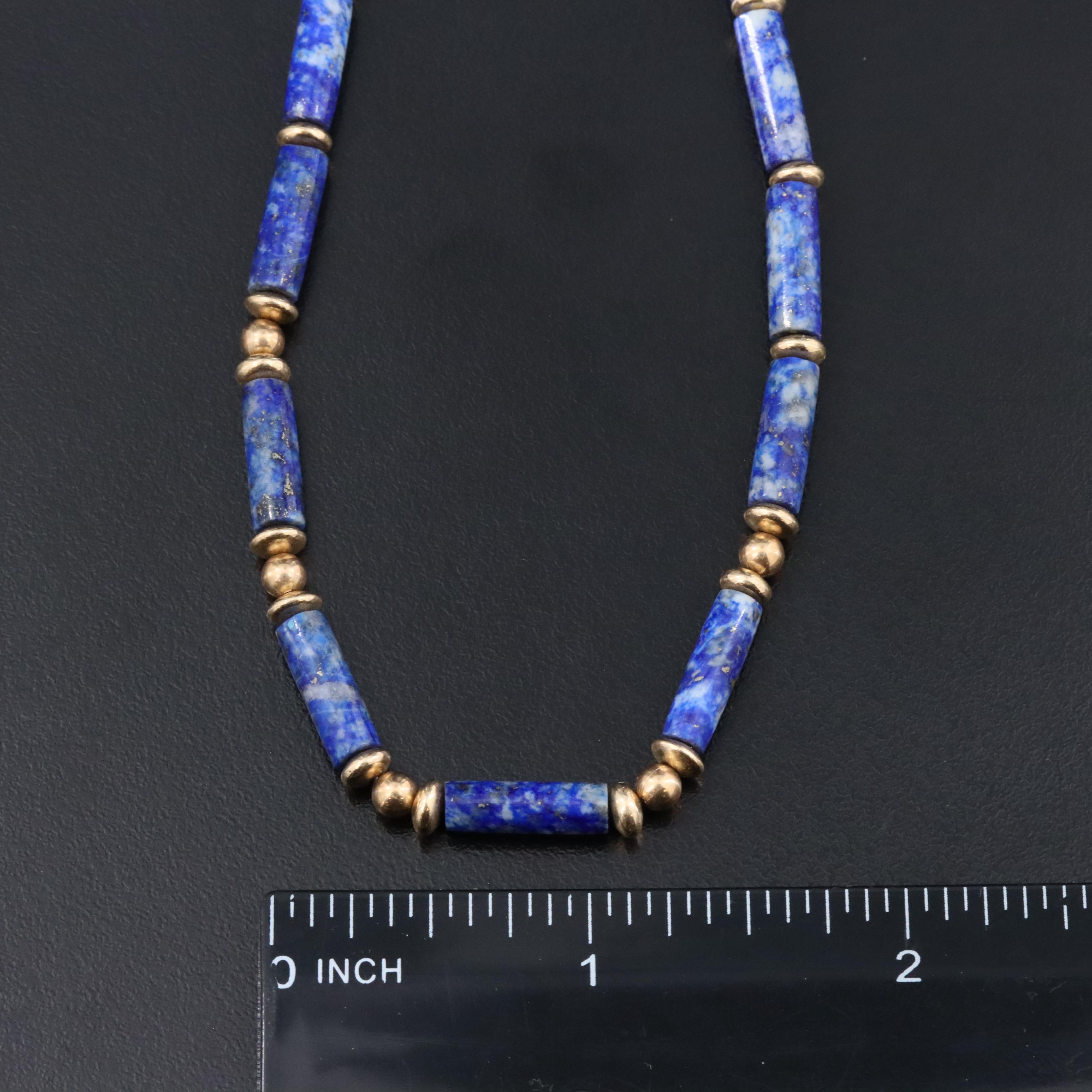 Gold-Filled Lapis Lazuli Beaded Necklace