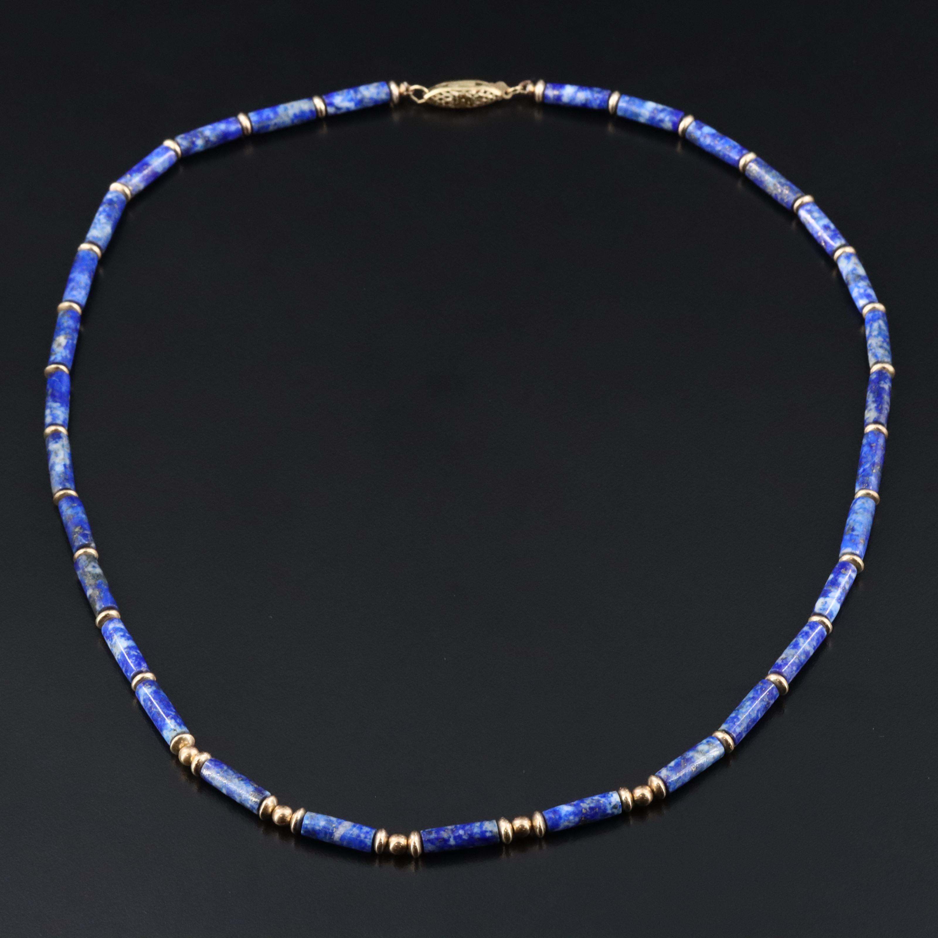 Gold-Filled Lapis Lazuli Beaded Necklace