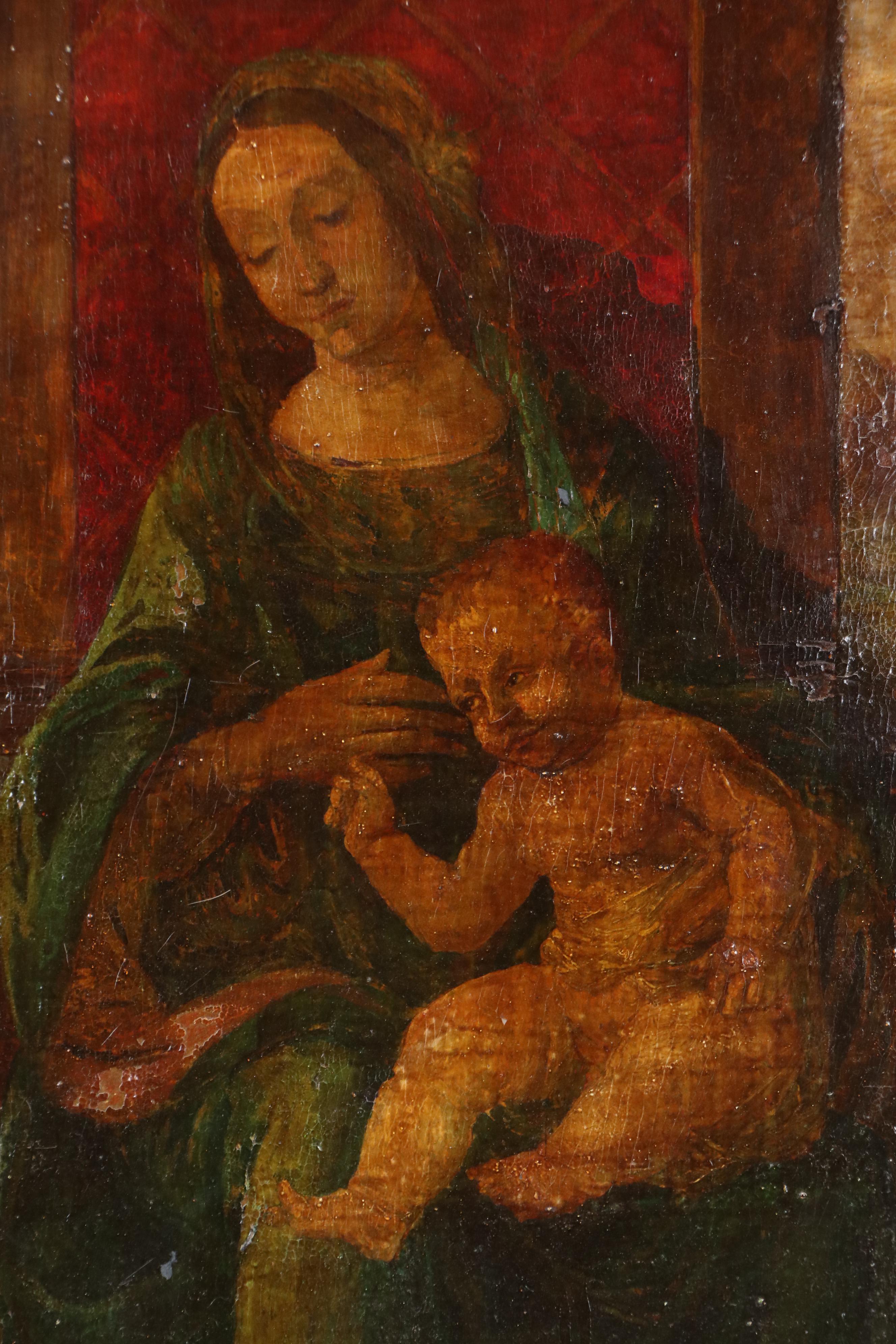 Religious Oil Painting of Madonna and Child with Saint John the Baptist