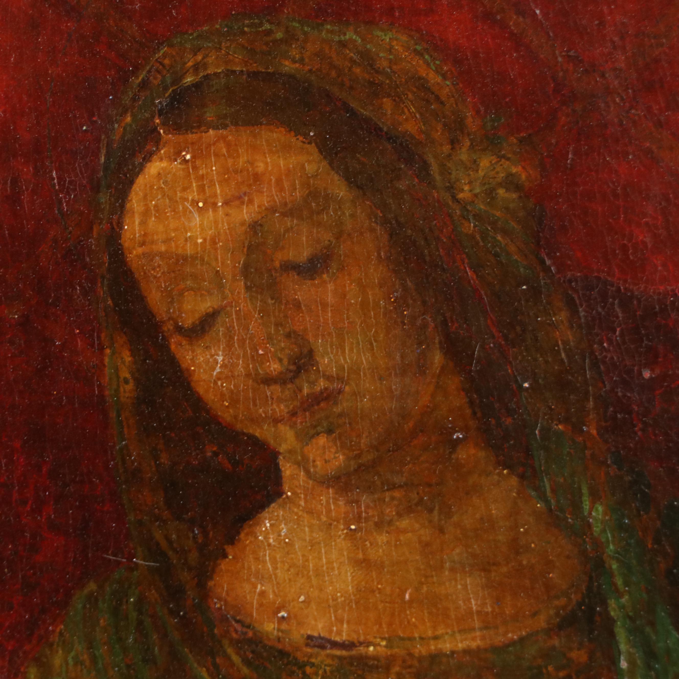 Religious Oil Painting of Madonna and Child with Saint John the Baptist