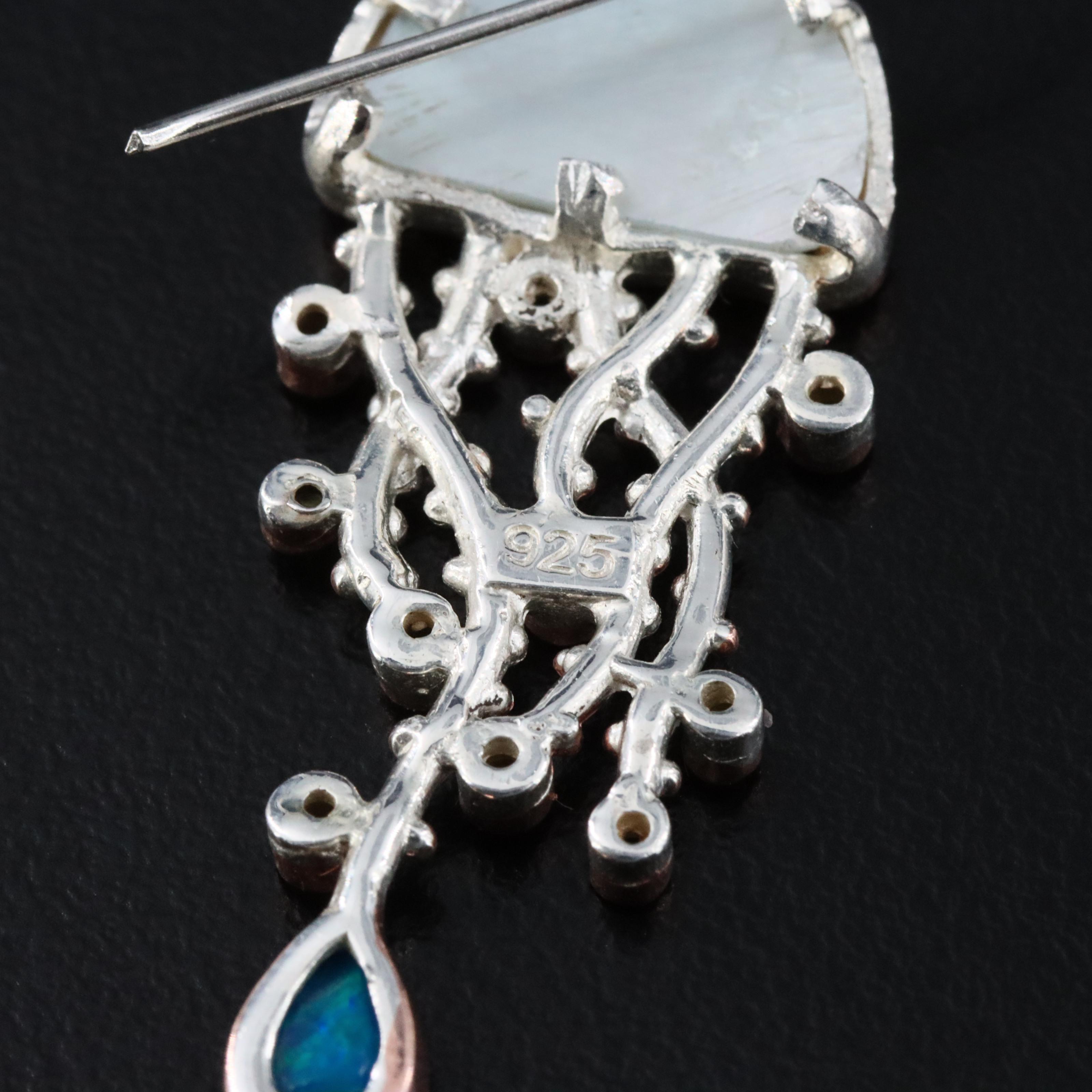 Sterling Shell, Sapphire and Opal Jellyfish Earrings