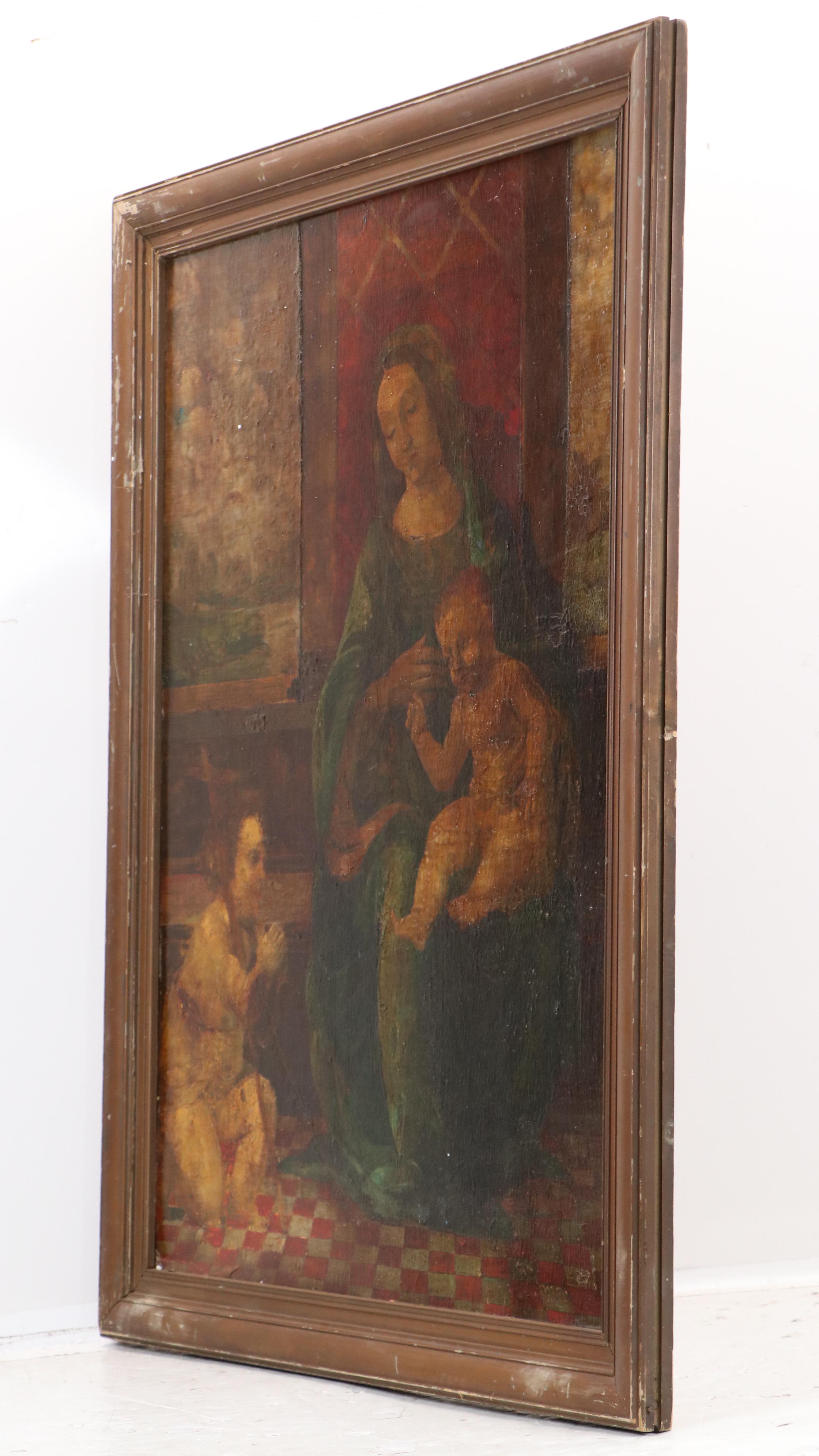 Religious Oil Painting of Madonna and Child with Saint John the Baptist