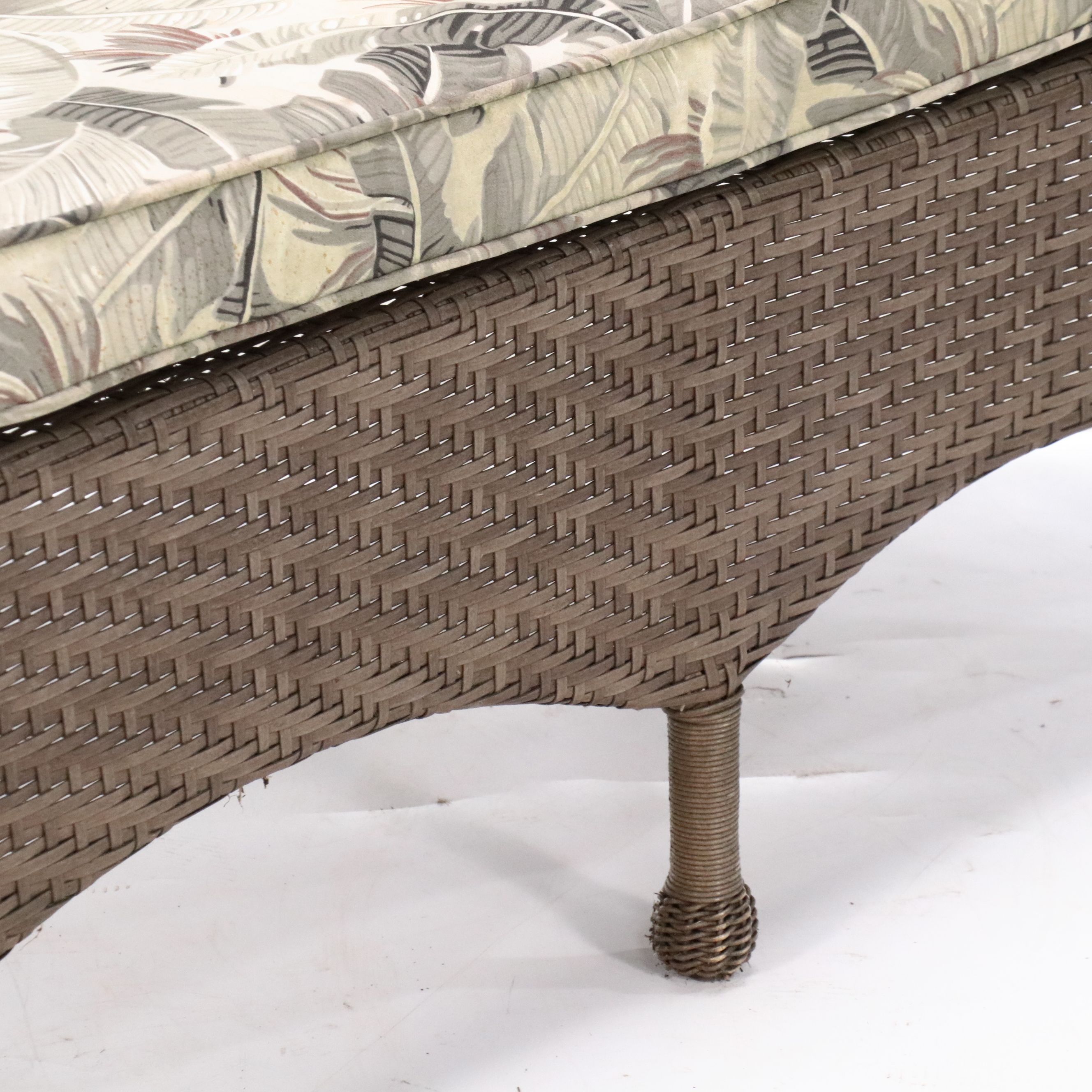 Resin Wicker Patio Settee with Upholstered Cushion