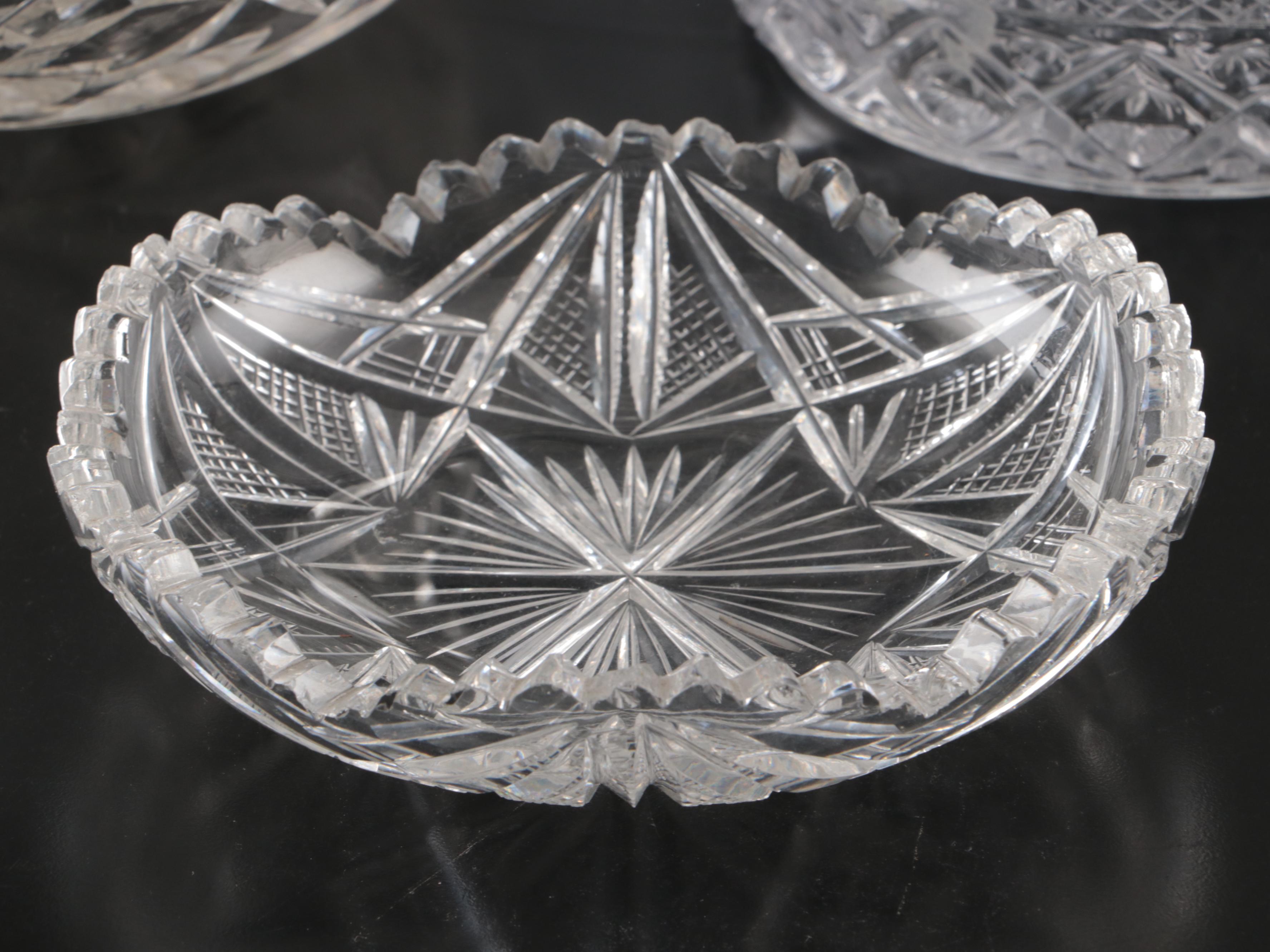 American Brilliant Cut Trumpet Vase, Bowls and Other Glass Serveware