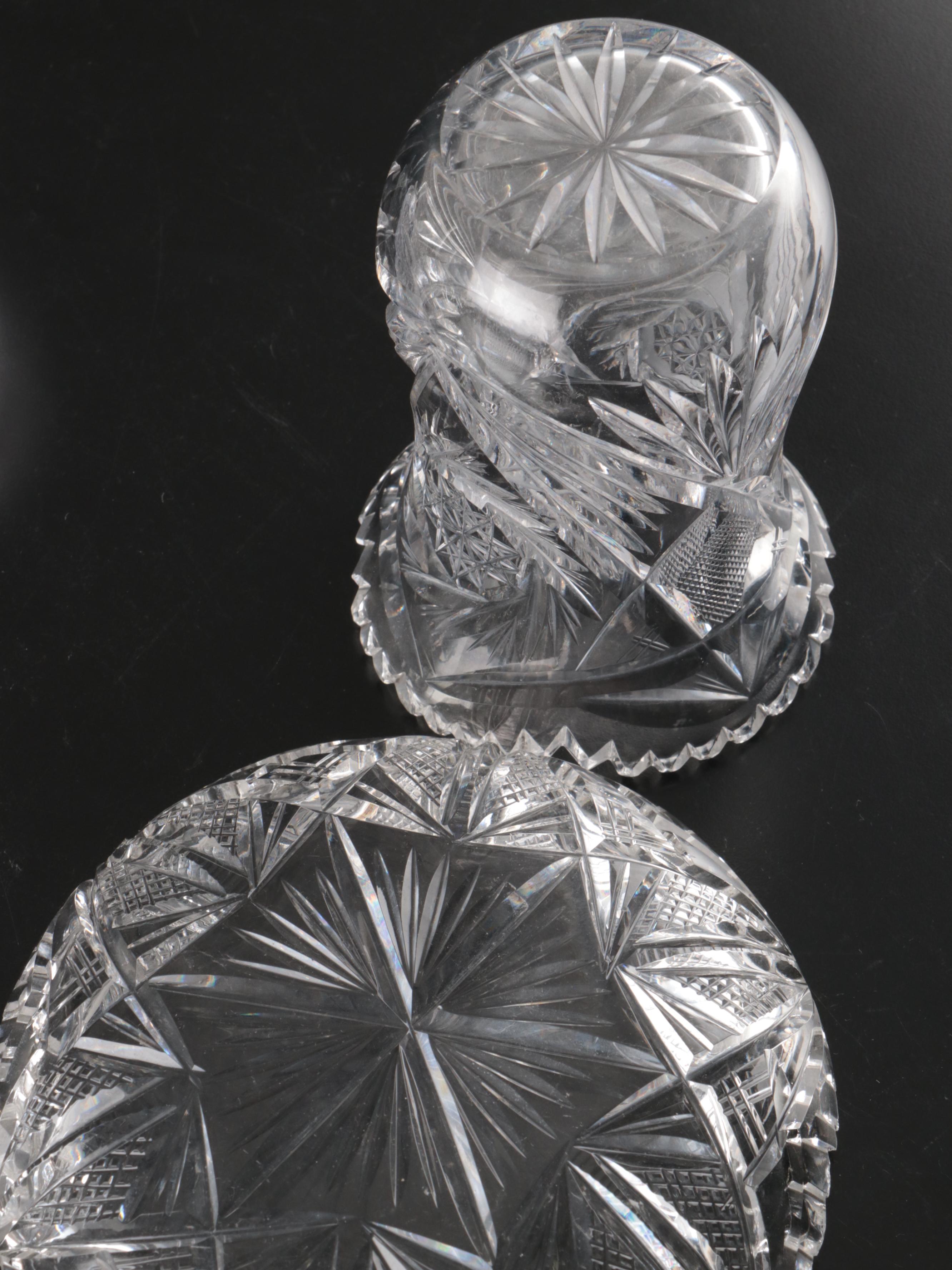 American Brilliant Cut Trumpet Vase, Bowls and Other Glass Serveware