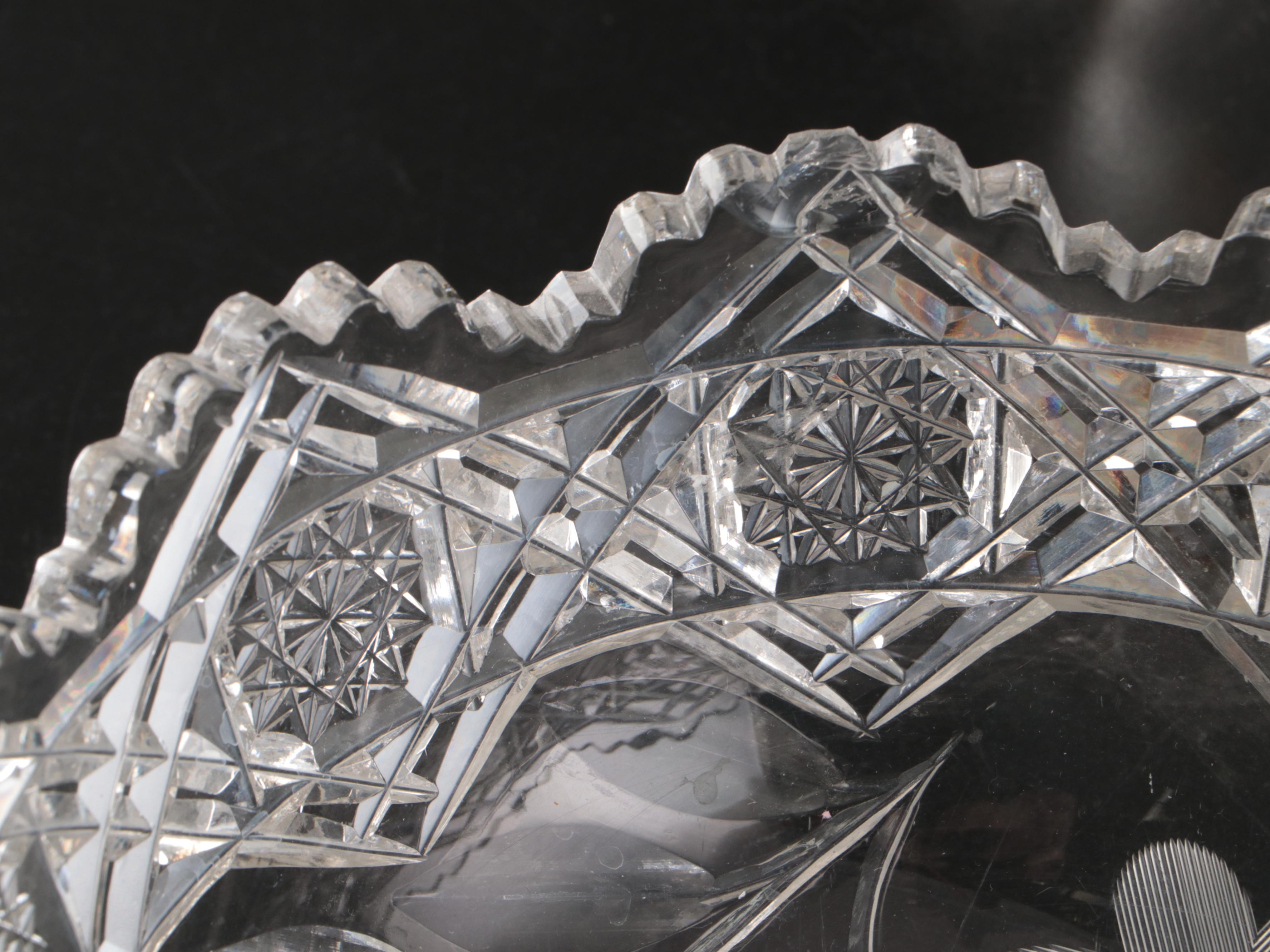 American Brilliant Cut Trumpet Vase, Bowls and Other Glass Serveware