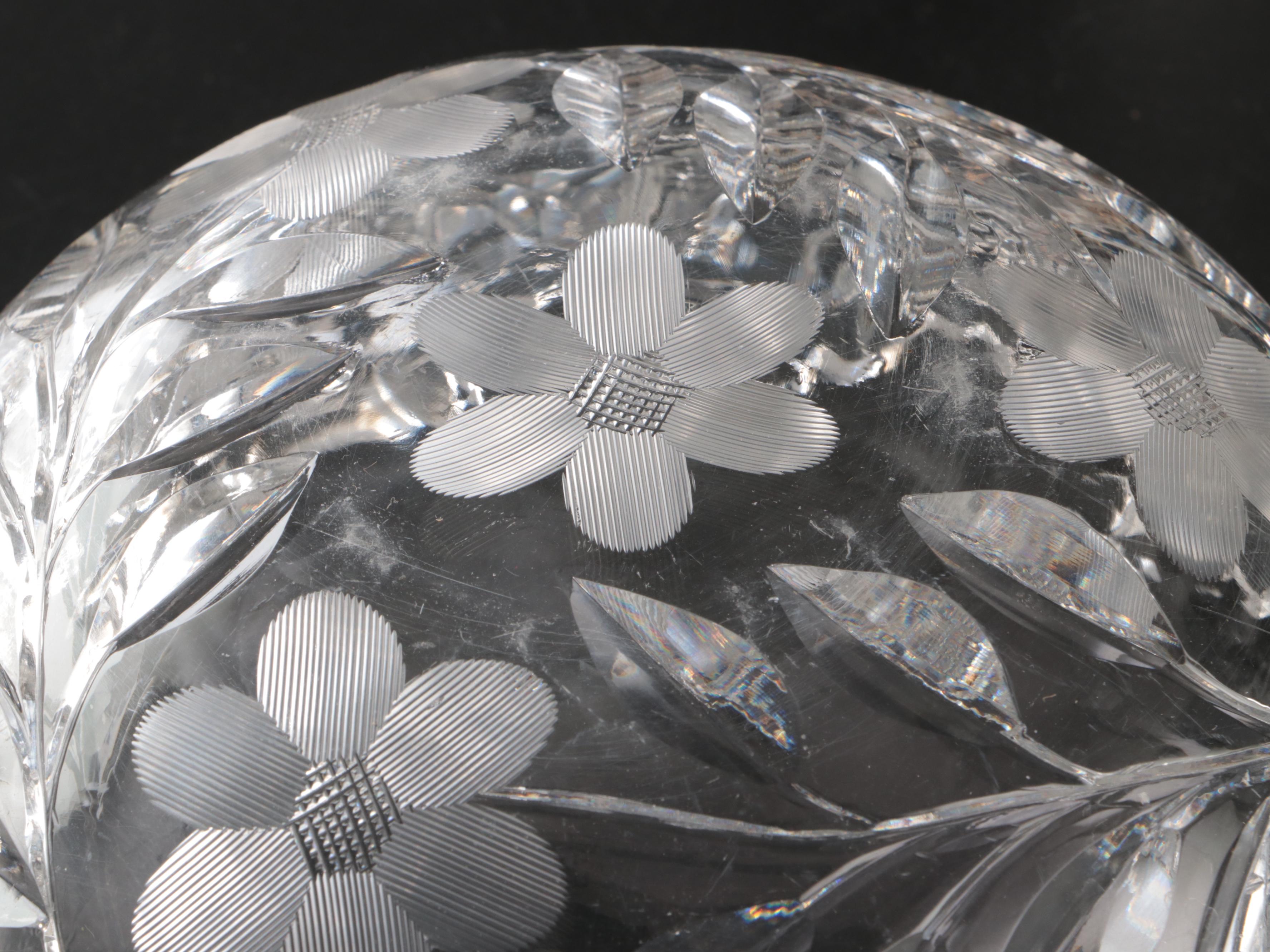 American Brilliant Cut Trumpet Vase, Bowls and Other Glass Serveware