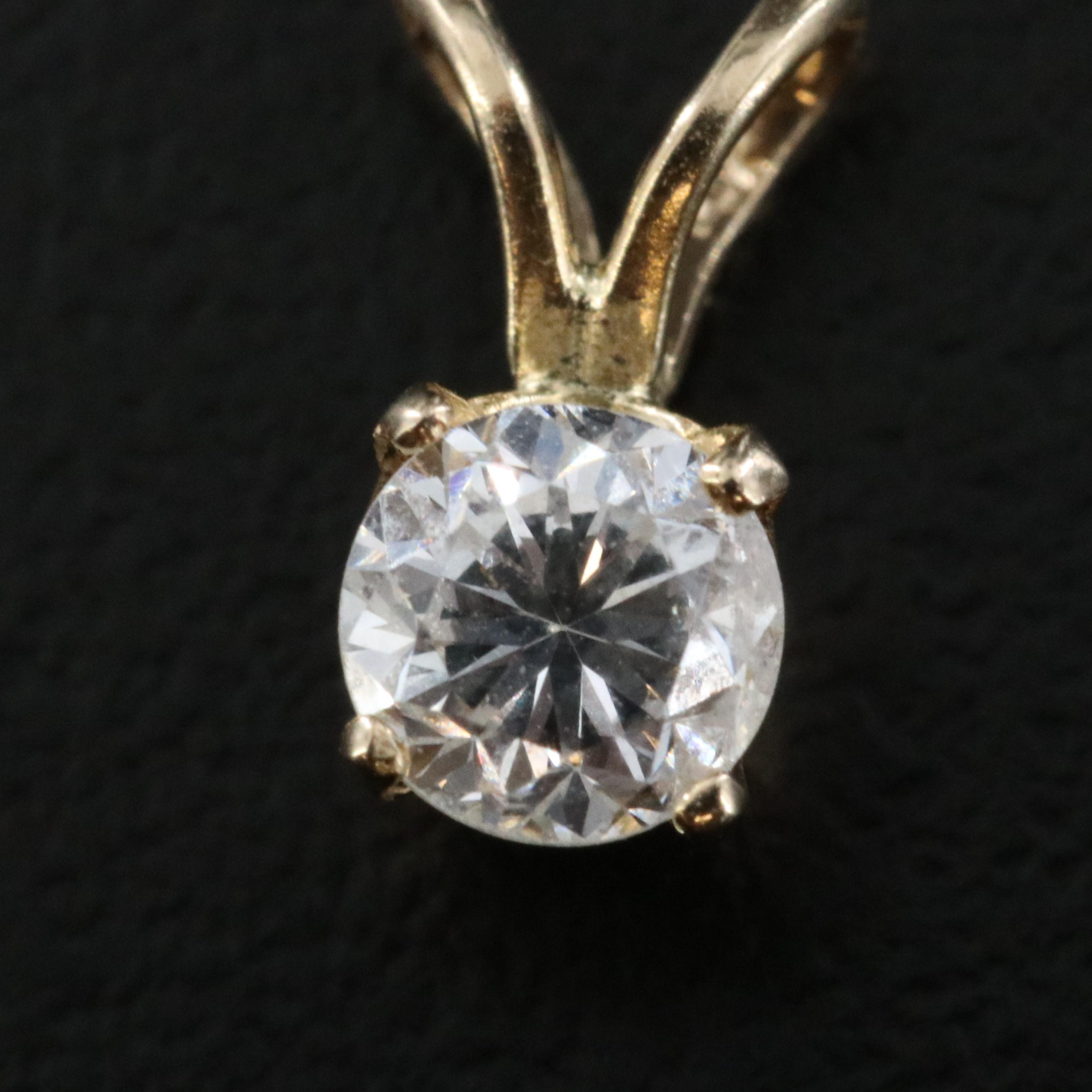 14K 0.31 CT Diamond Solitaire Pendant