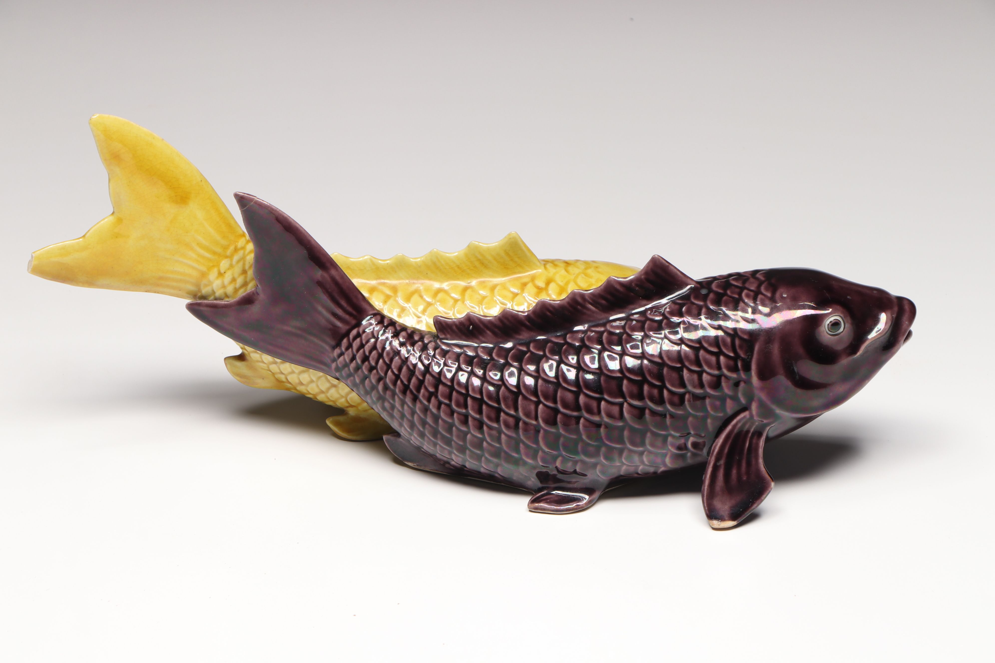 Japanese Kutani Ware Koi Fish with Shakers and Bowls