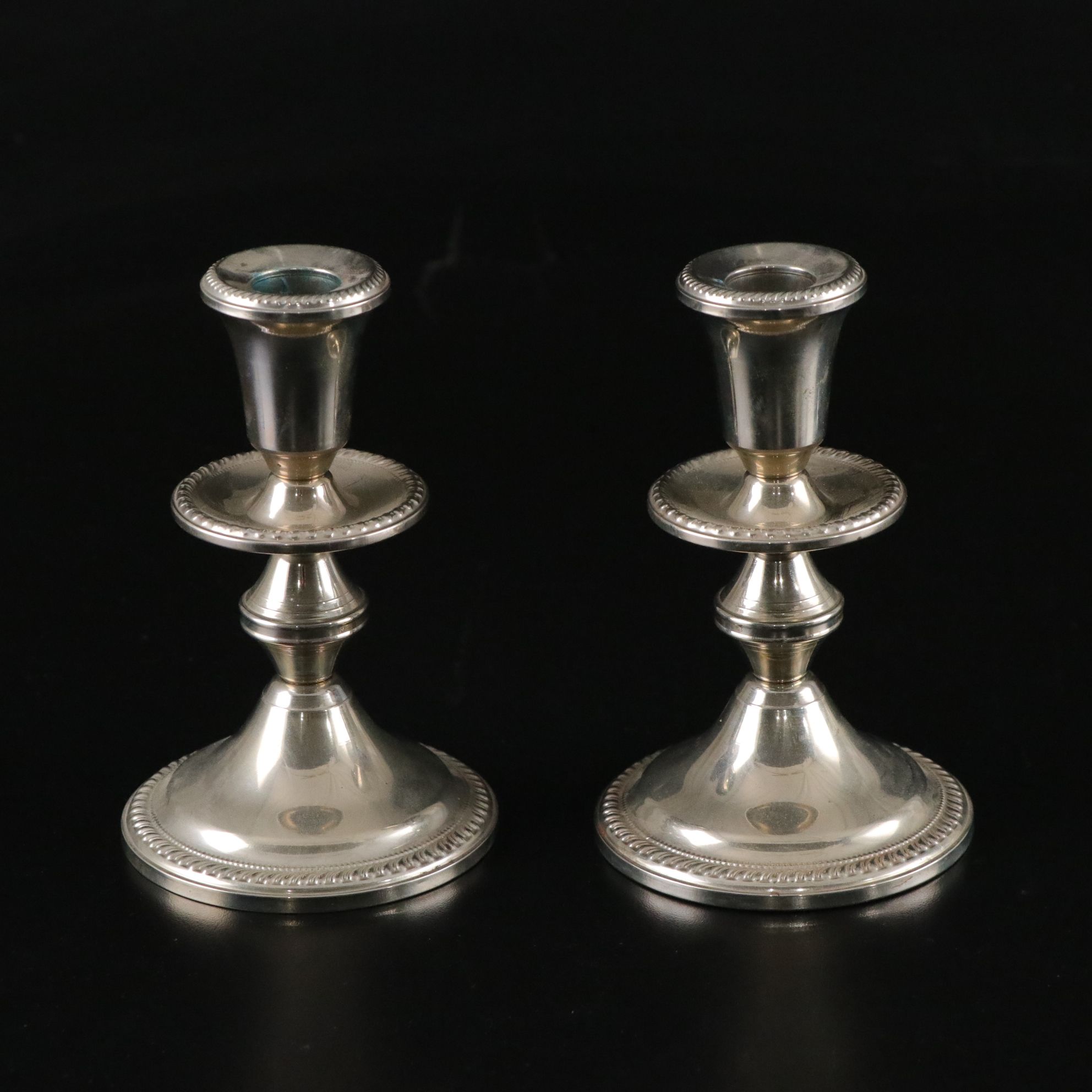 Silver Plate Bowl & Candle Holders with Crystal Bell & More