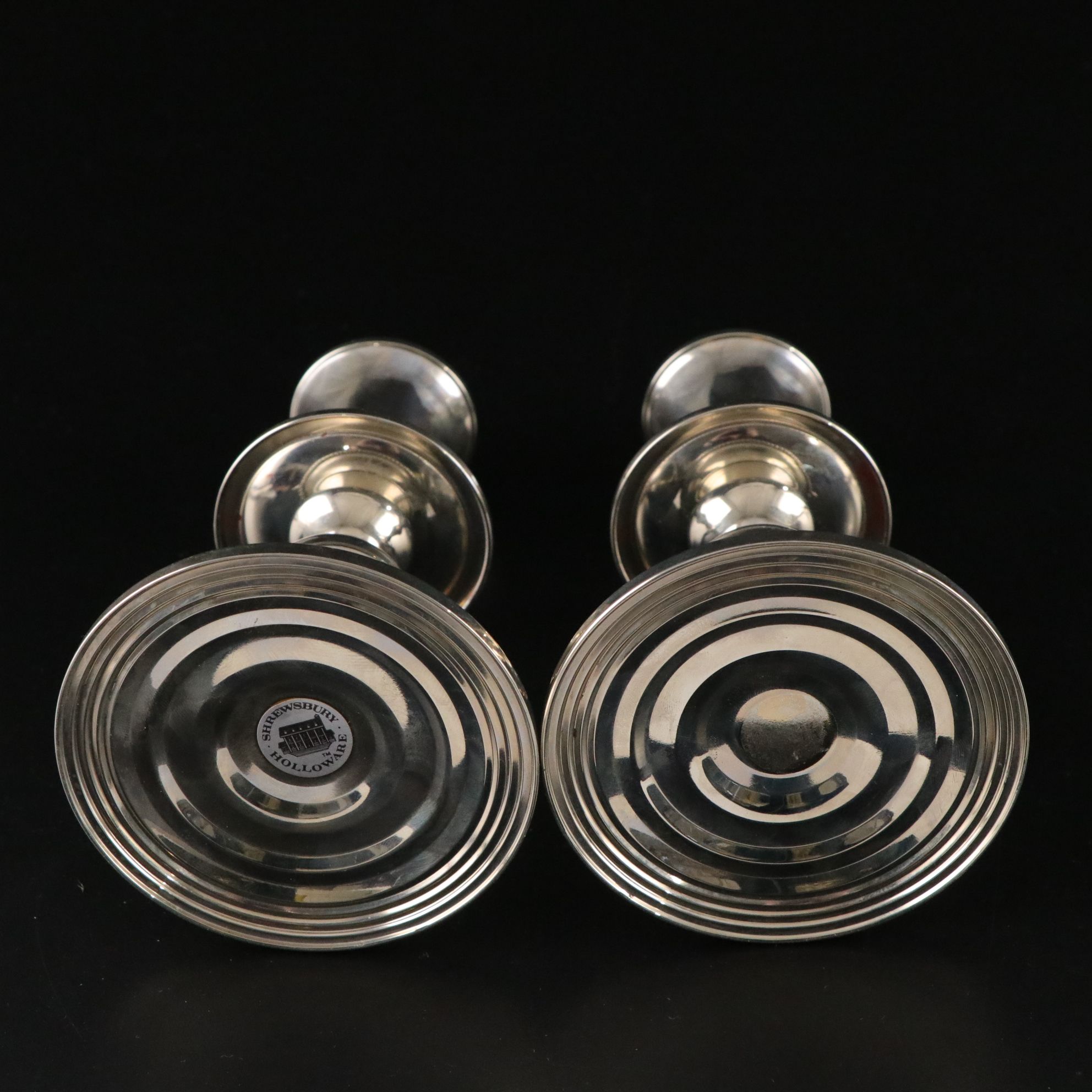 Silver Plate Bowl & Candle Holders with Crystal Bell & More