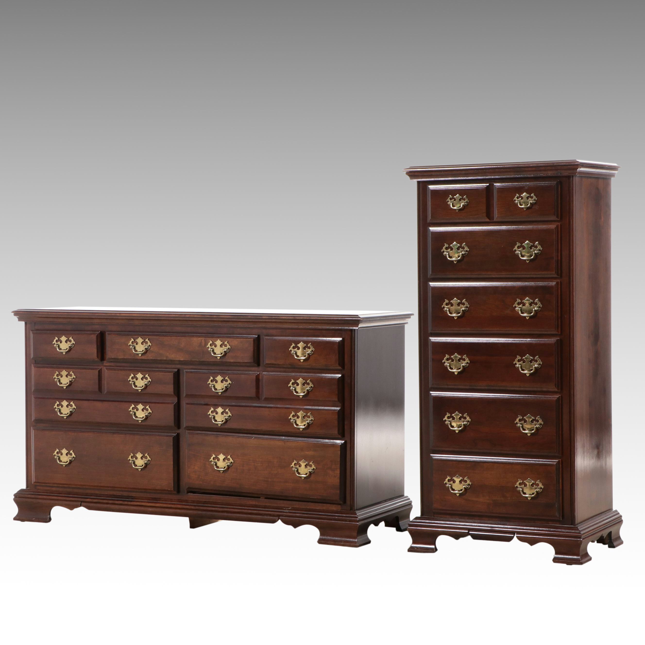 Two Kincaid Georgian Style Cherry Chests, Mid to Late 20th Century