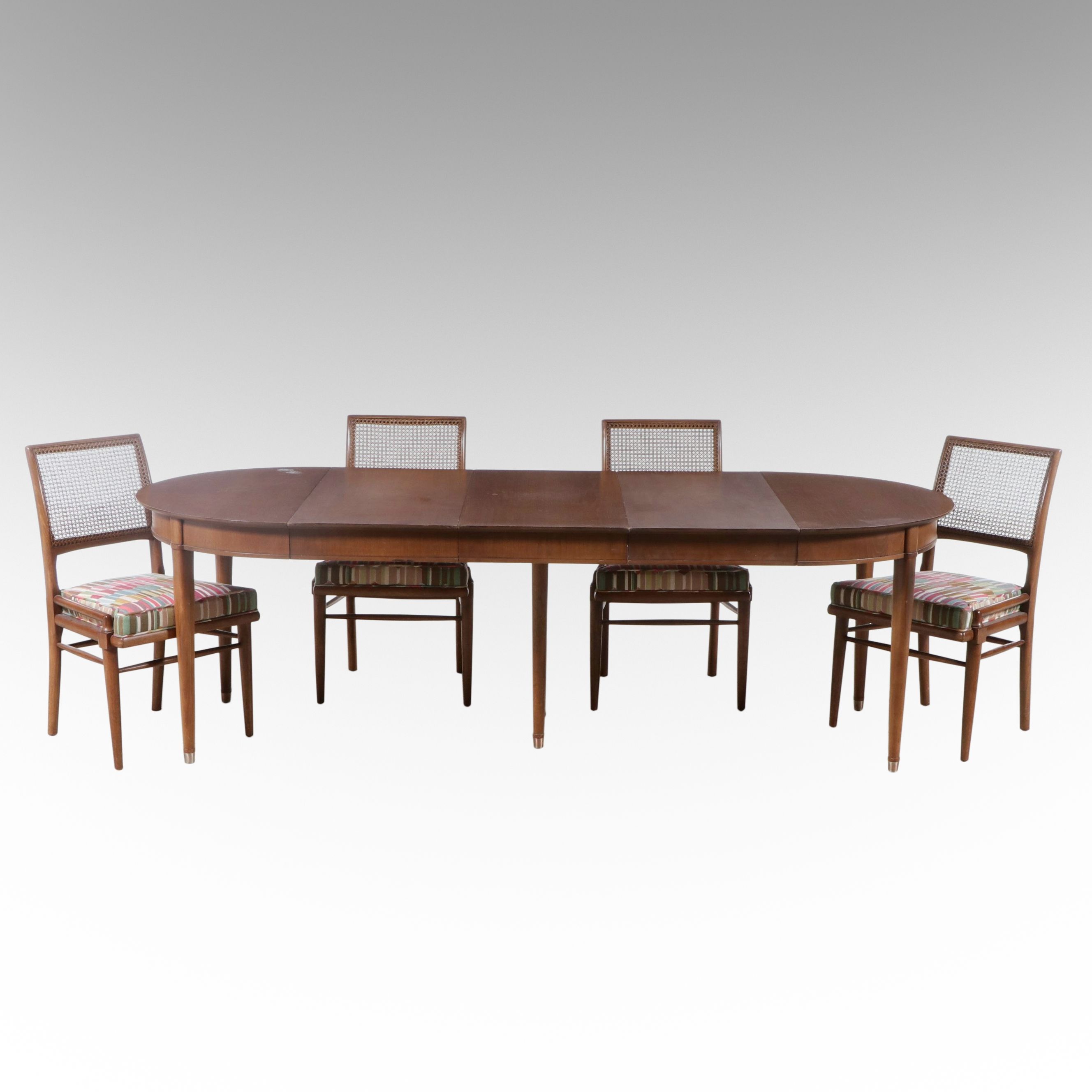 Danish Modern Walnut Dining Table with Four Henredon "Circa '60" Chairs