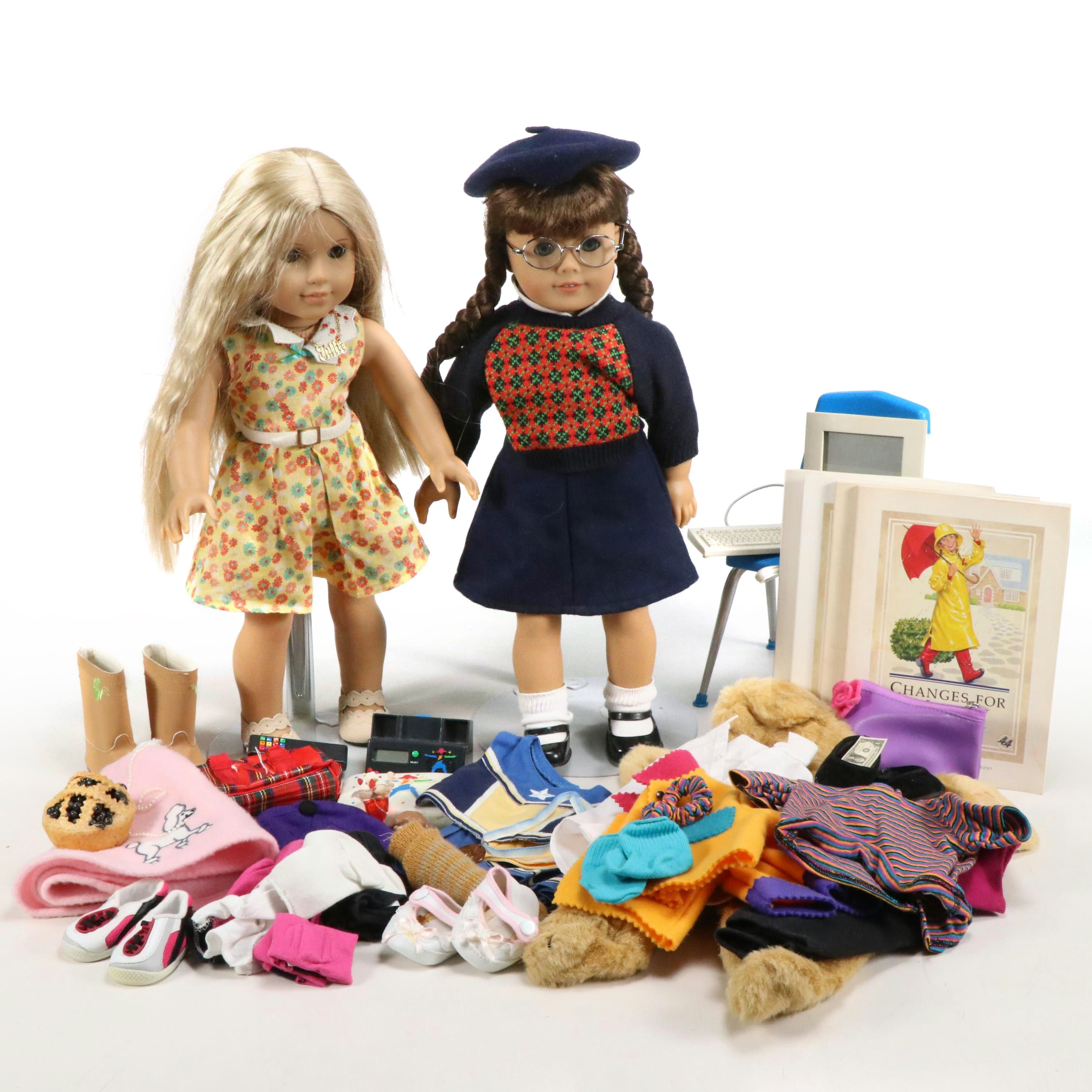 "Molly" and "Julie" American Girl Dolls with Clothing and Other Accessories