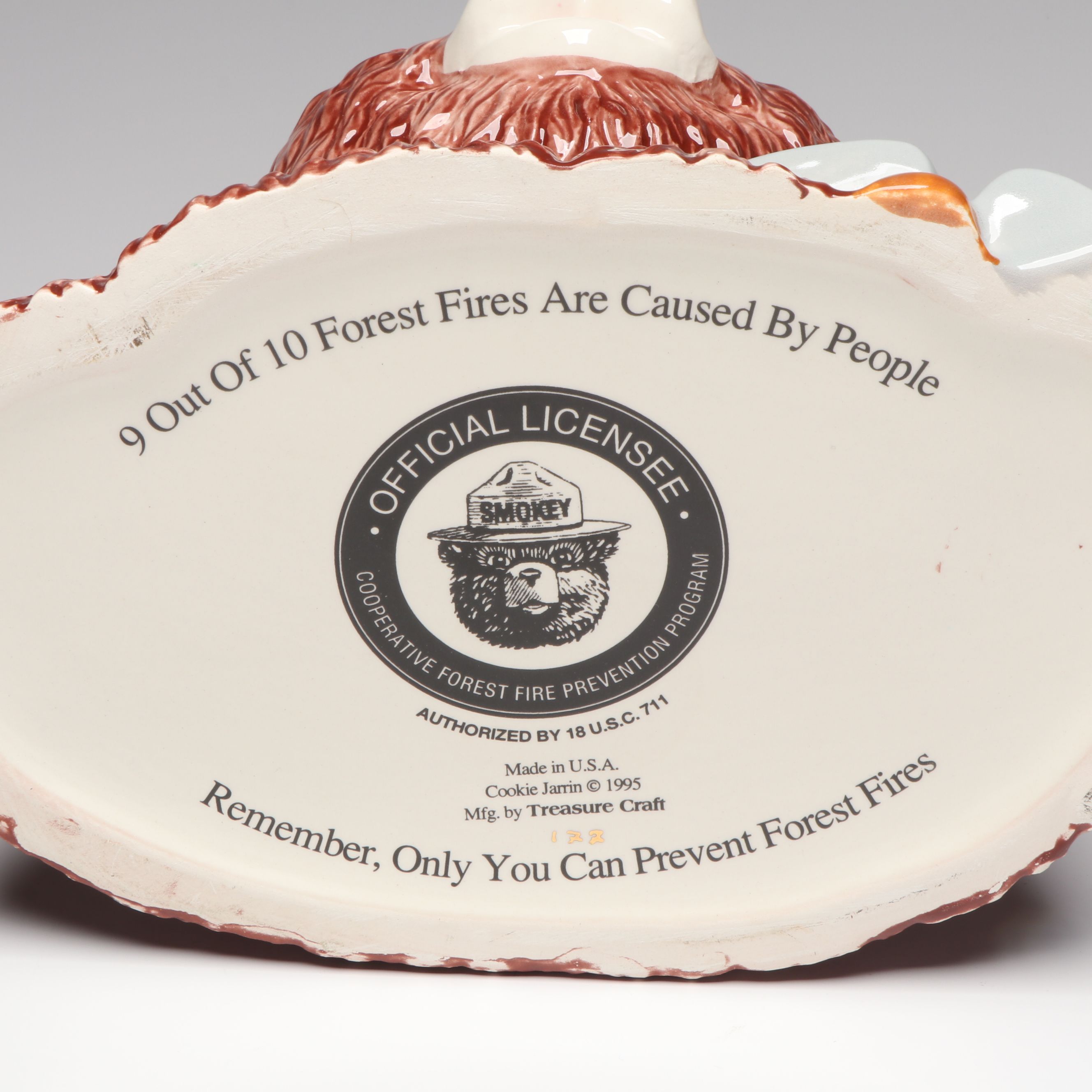 Treasure Craft Smokey Bear Ceramic Cookie Jar, 1995