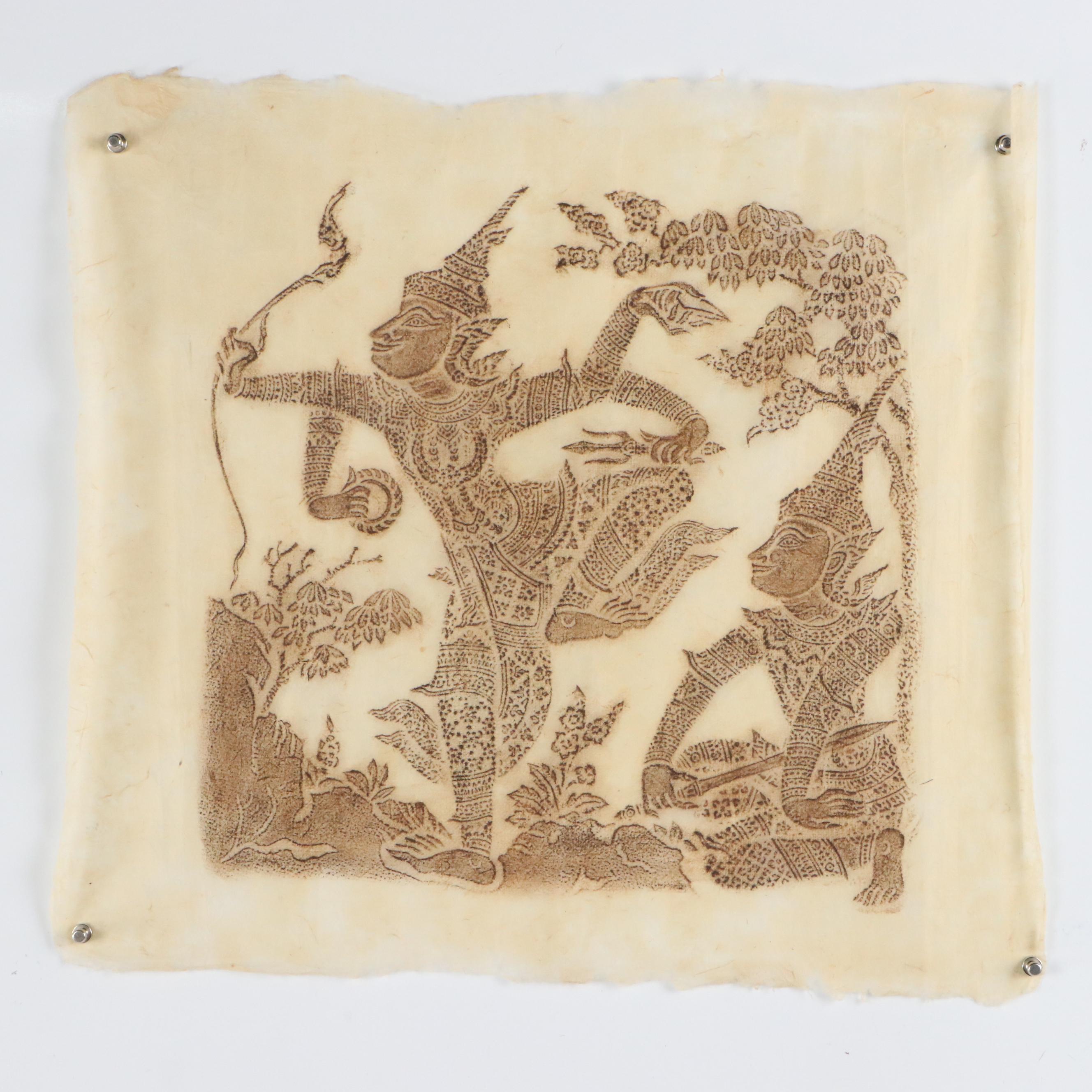 Thai Temple Charcoal Rubbings