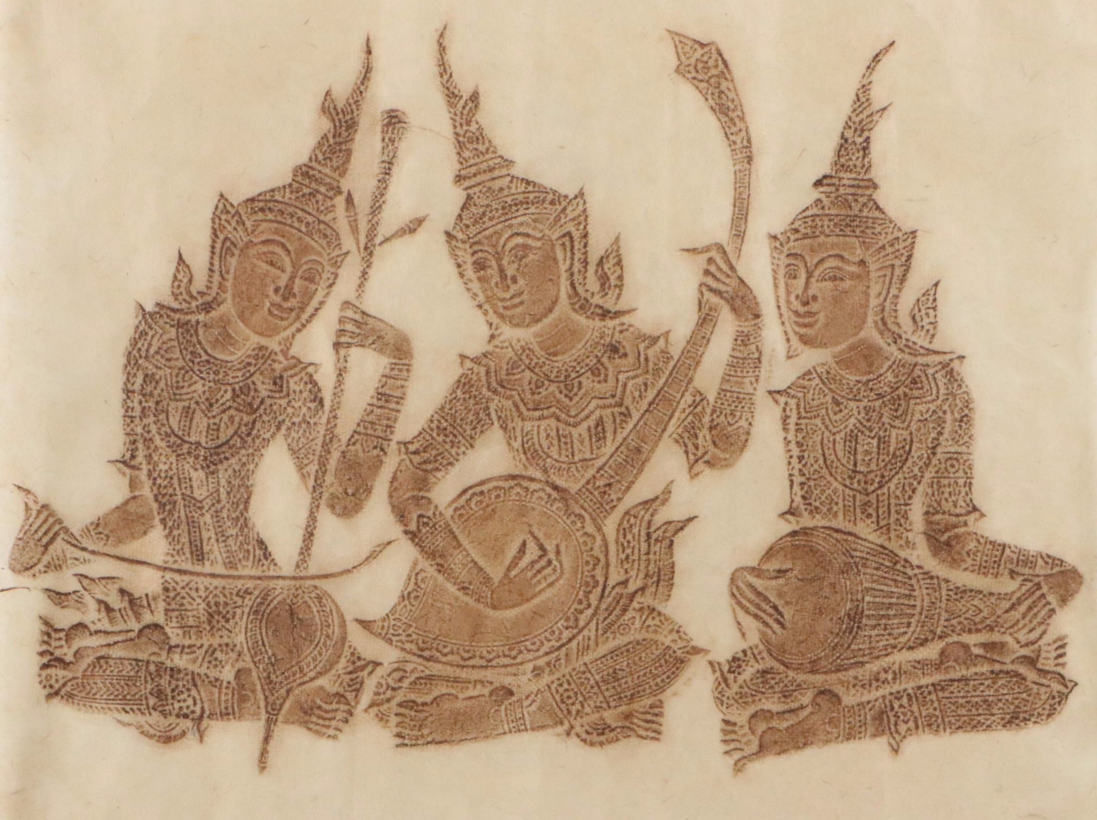 Thai Temple Charcoal Rubbings