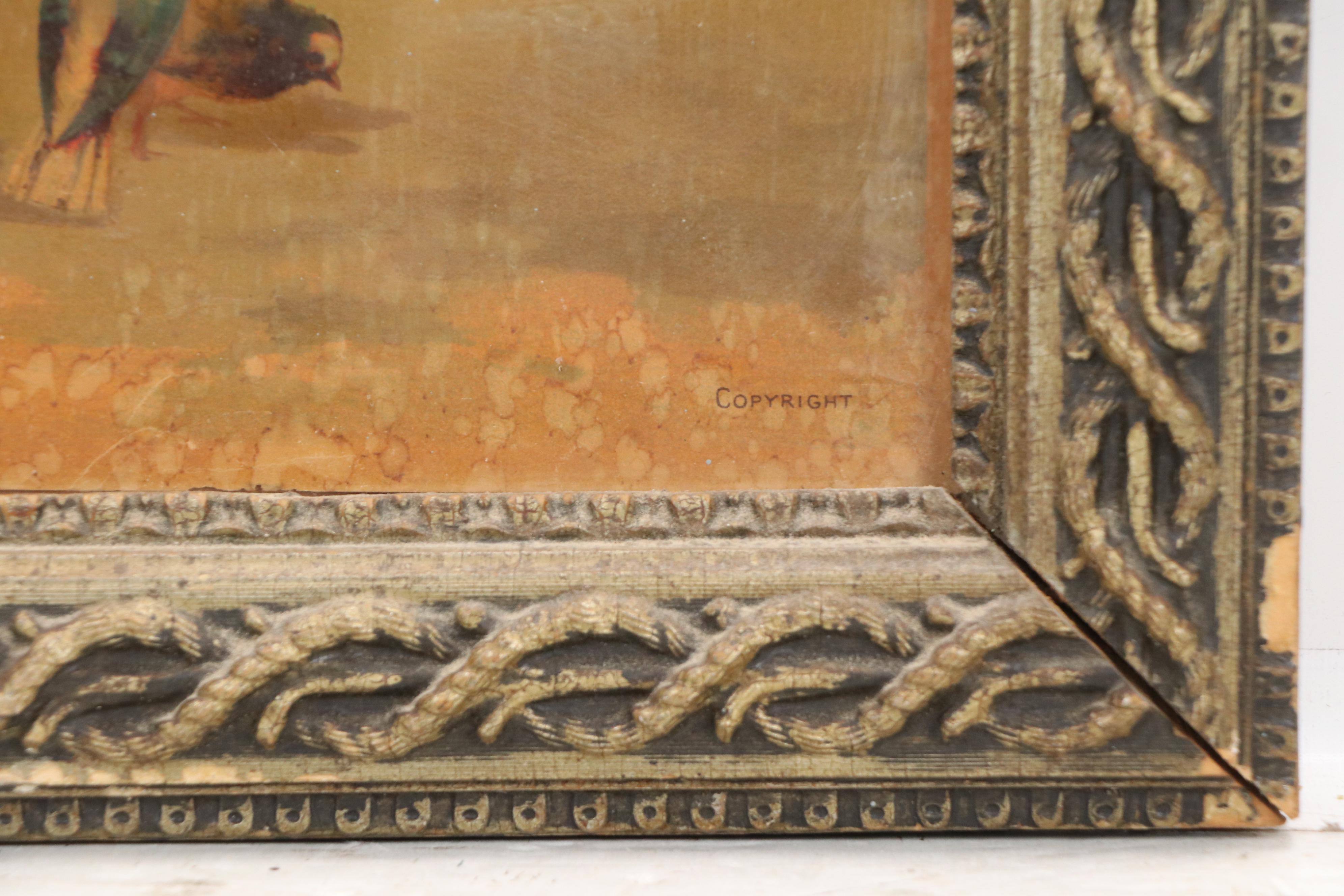 Chromolithograph of Snowy Scene with Wildlife, Late 19th to Early 20th Century