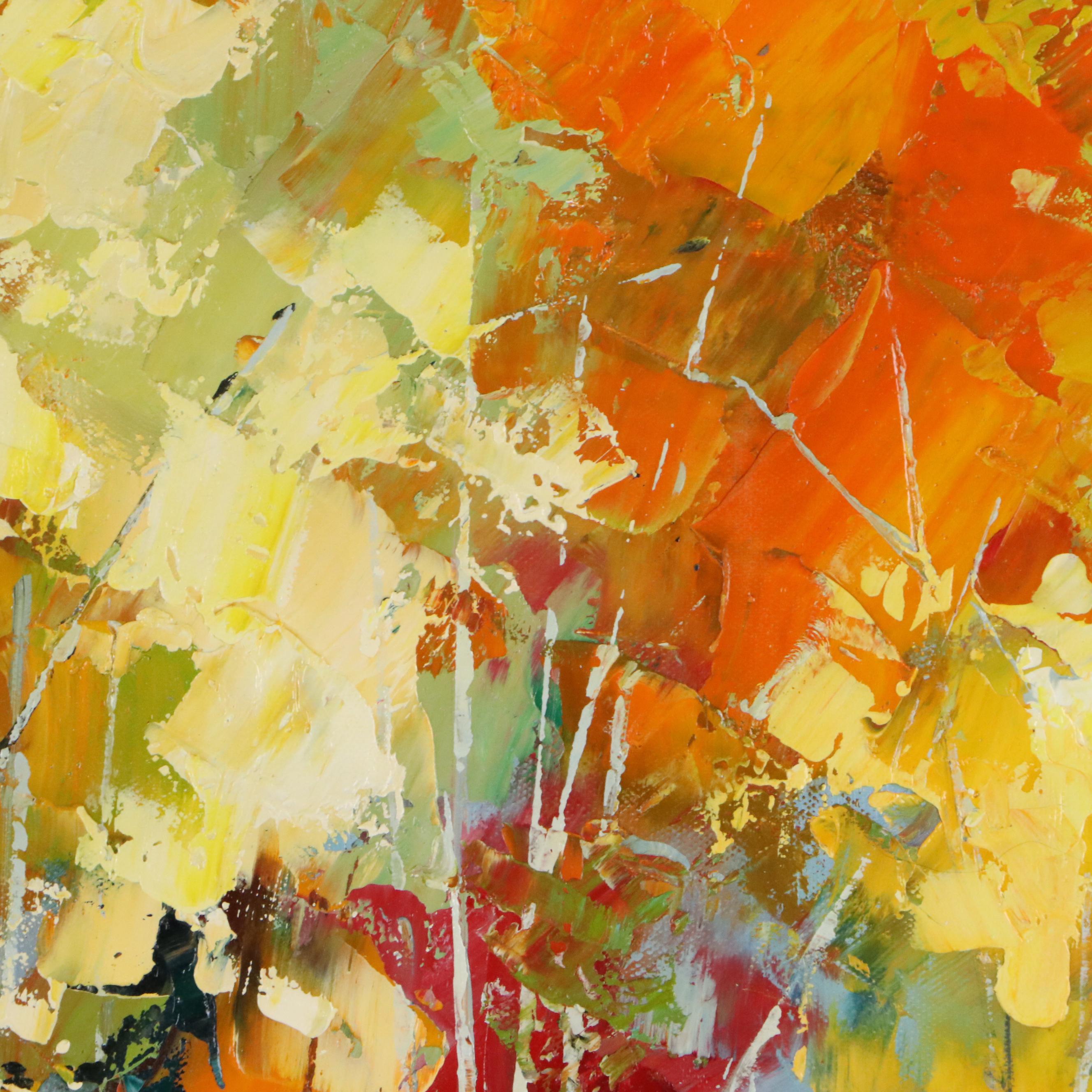 Impressionistic Style Wooded Landscape Oil Painting, 21st Century