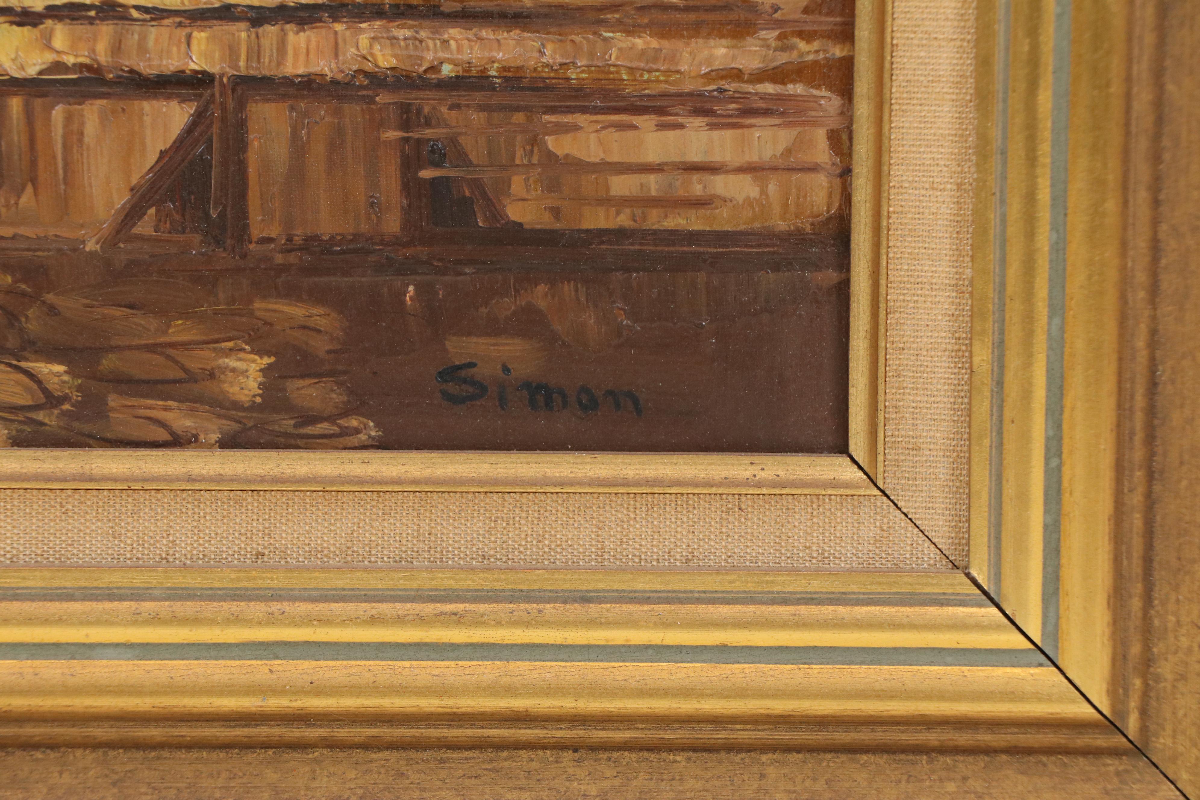 Oil Painting of Figure Among Classical Ruins, Early to Mid-20th Century