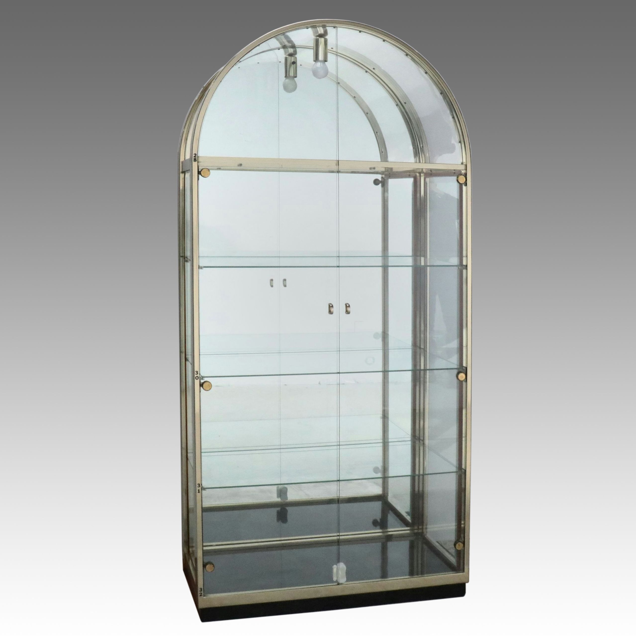 Post Modernist Lacquered Brass and Glass Arched Display Cabinet, Late 20th C.