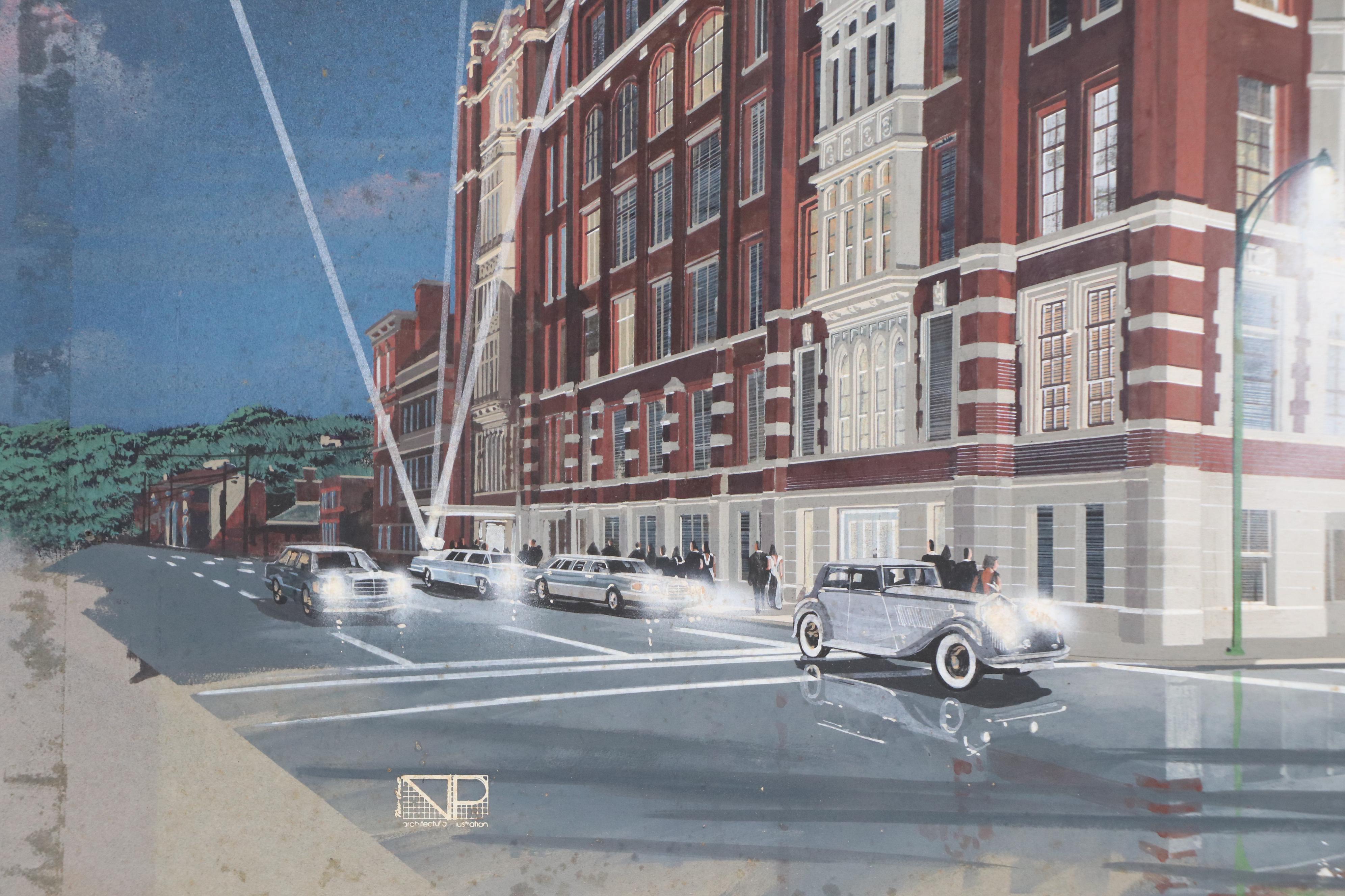 Architectural Gouache Illustration of the Emery Building in Cincinnati