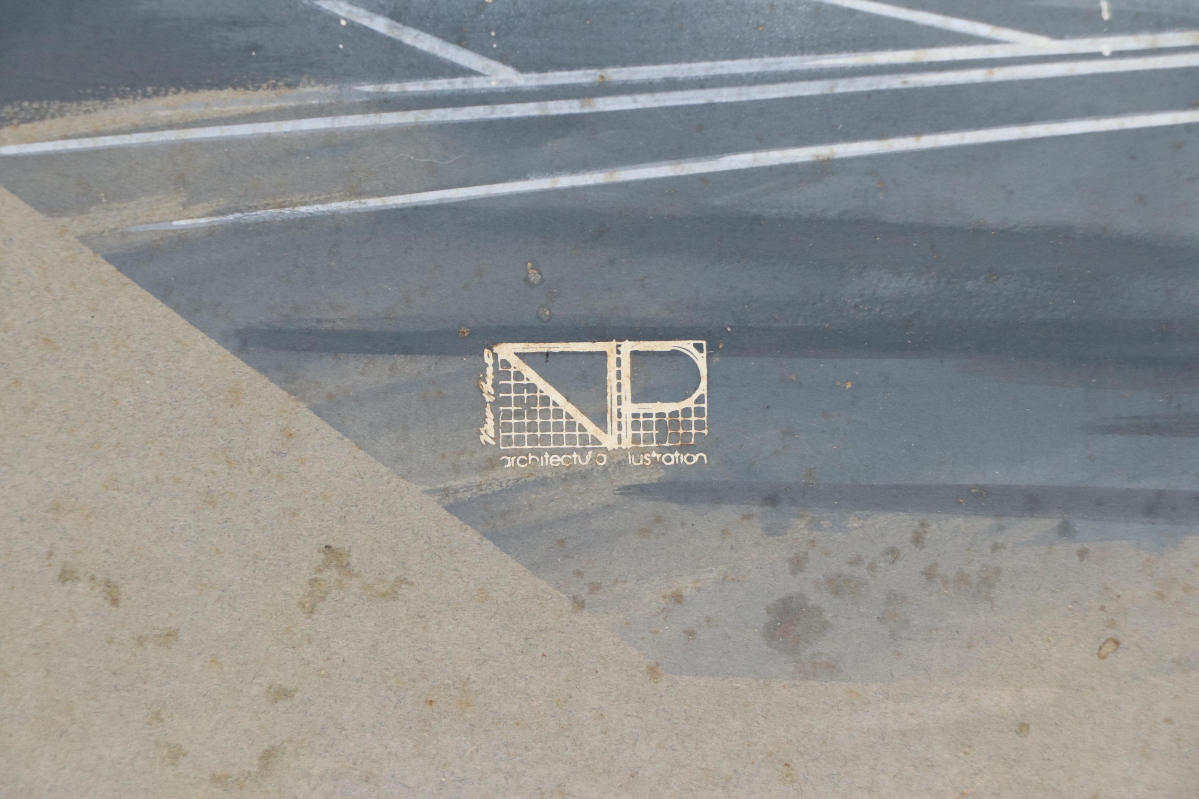 Architectural Gouache Illustration of the Emery Building in Cincinnati