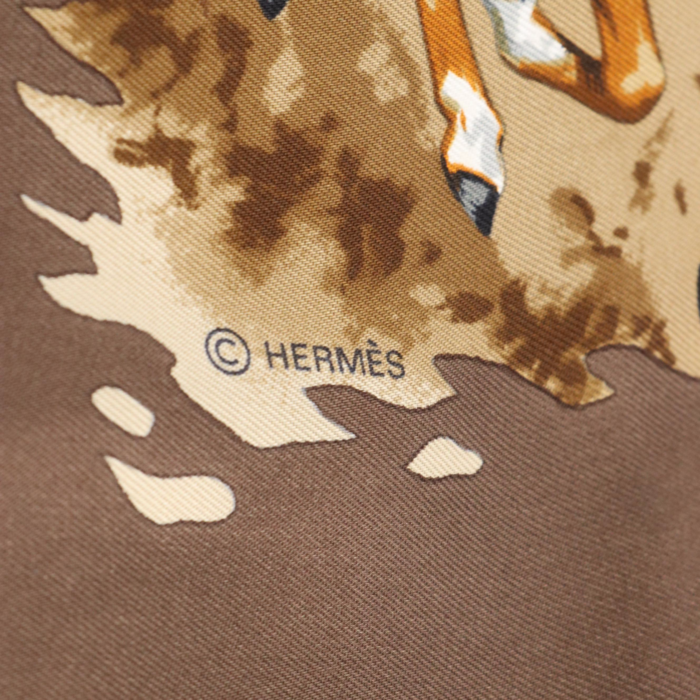 Hermès "Africa" Scarf 90 in Silk Twill