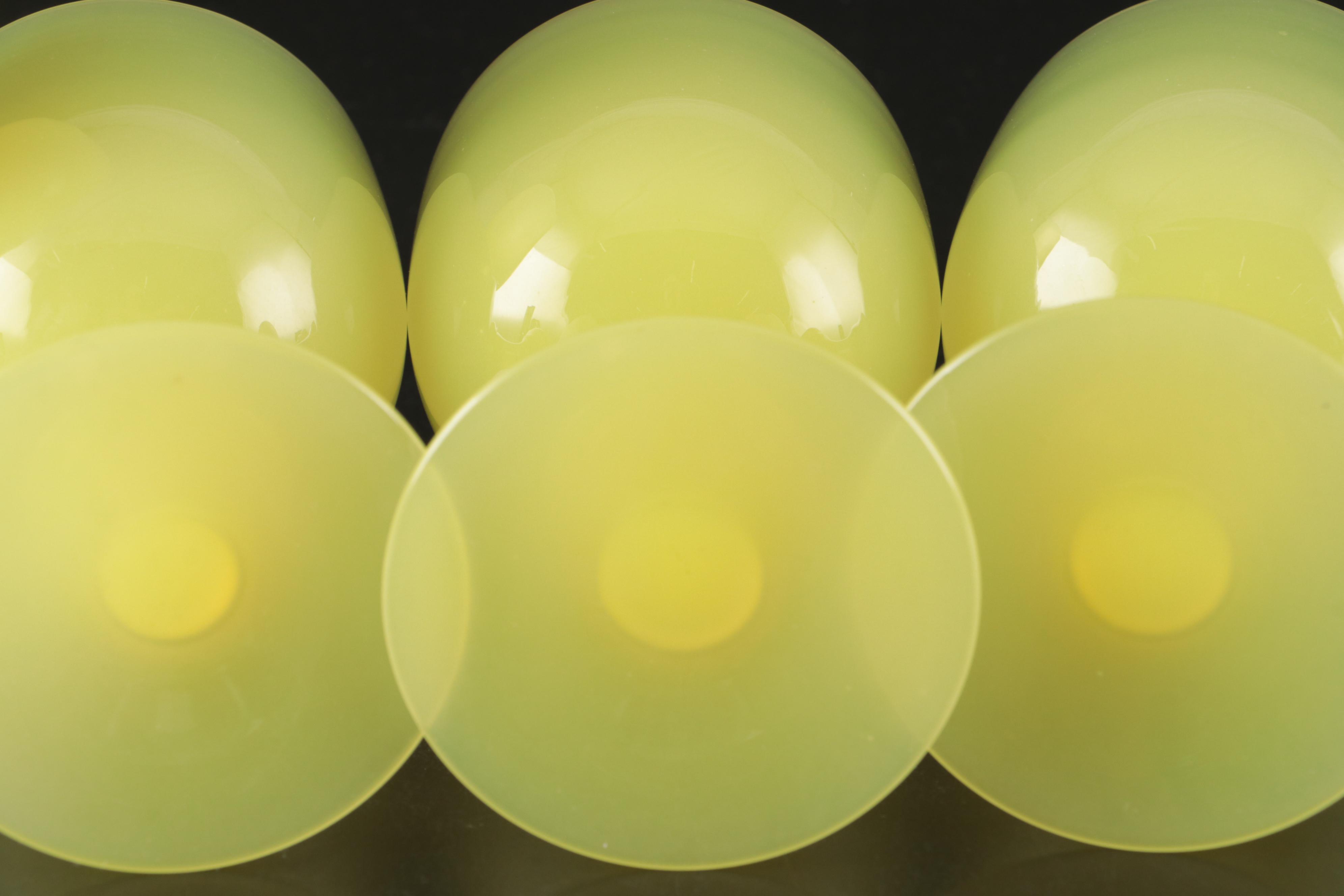 Portieux Vallerysthal Uranium Glass Water Goblets and Wine Glasses