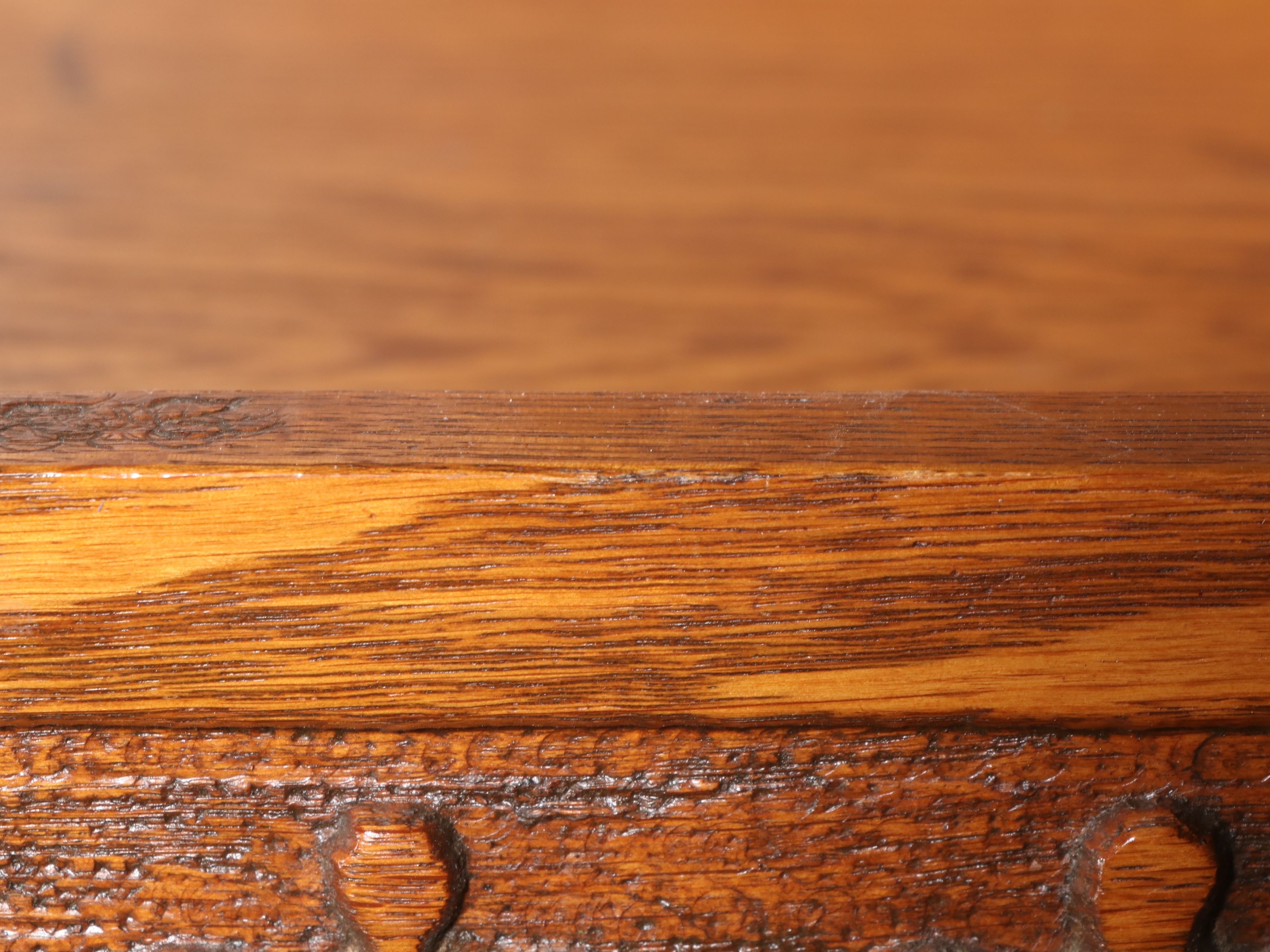 American Late Victorian Art Nouveau Style Carved Oak Secretary Bookcase