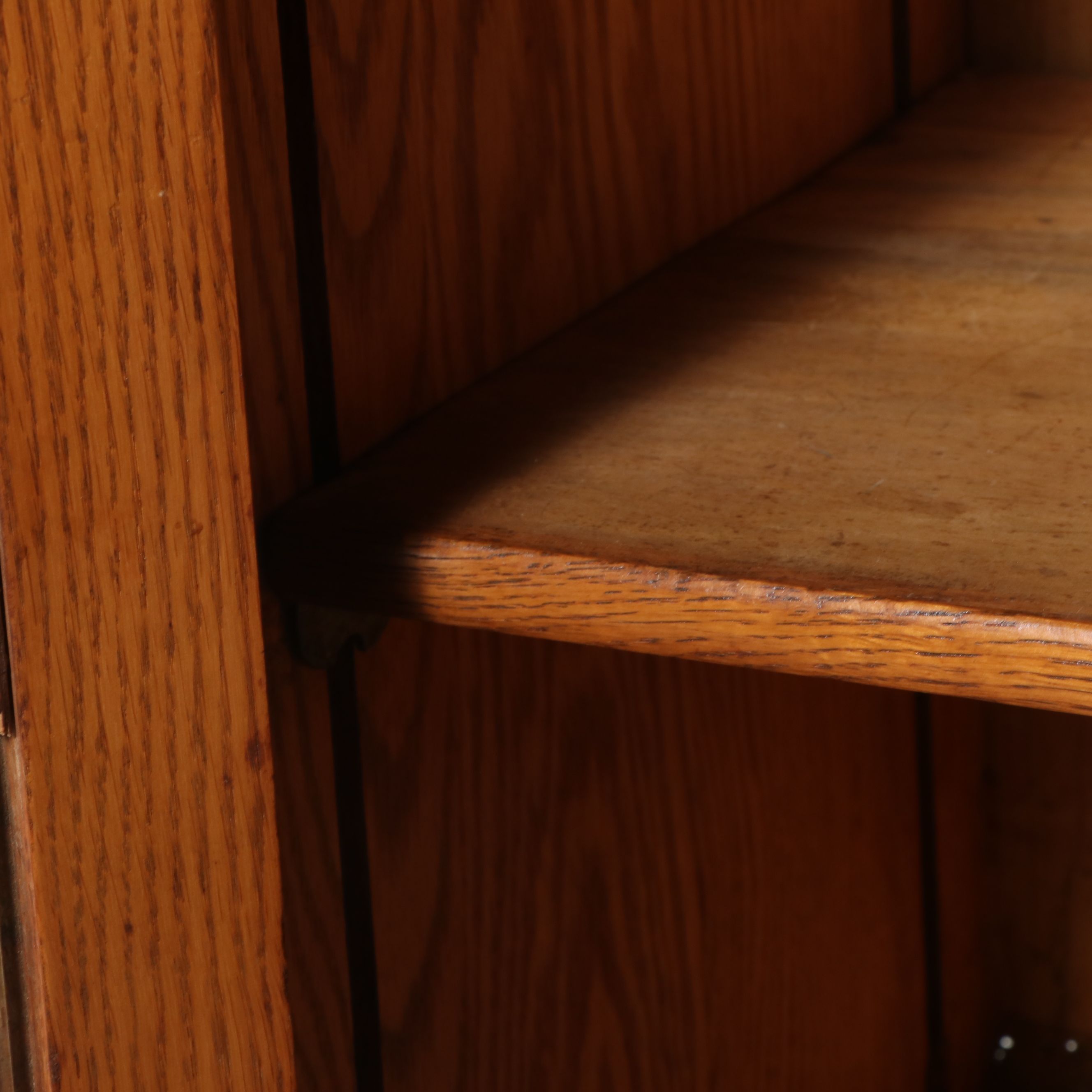 American Late Victorian Art Nouveau Style Carved Oak Secretary Bookcase