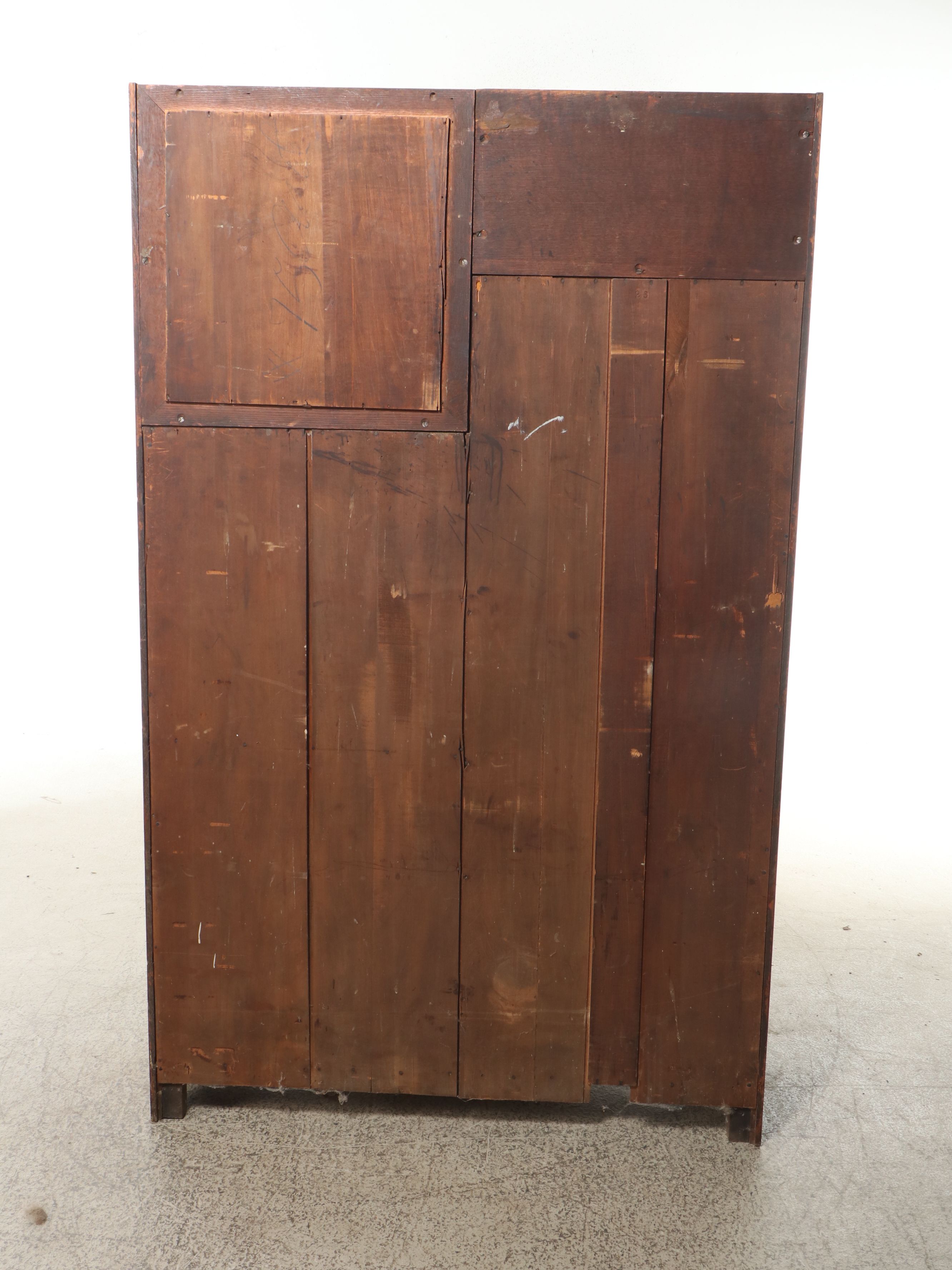 American Late Victorian Art Nouveau Style Carved Oak Secretary Bookcase