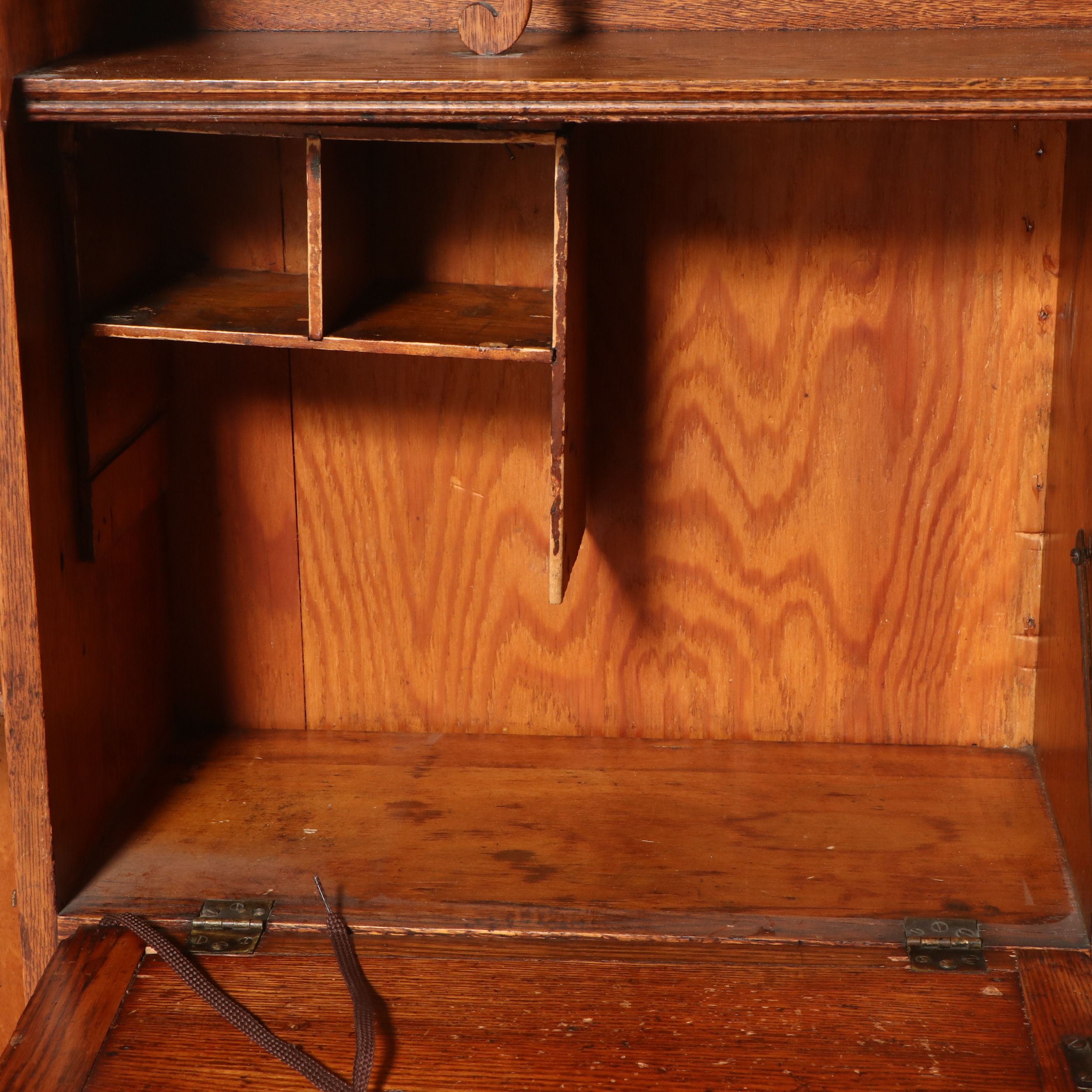 American Late Victorian Oak Secretary Bookcase, Early 20th Century