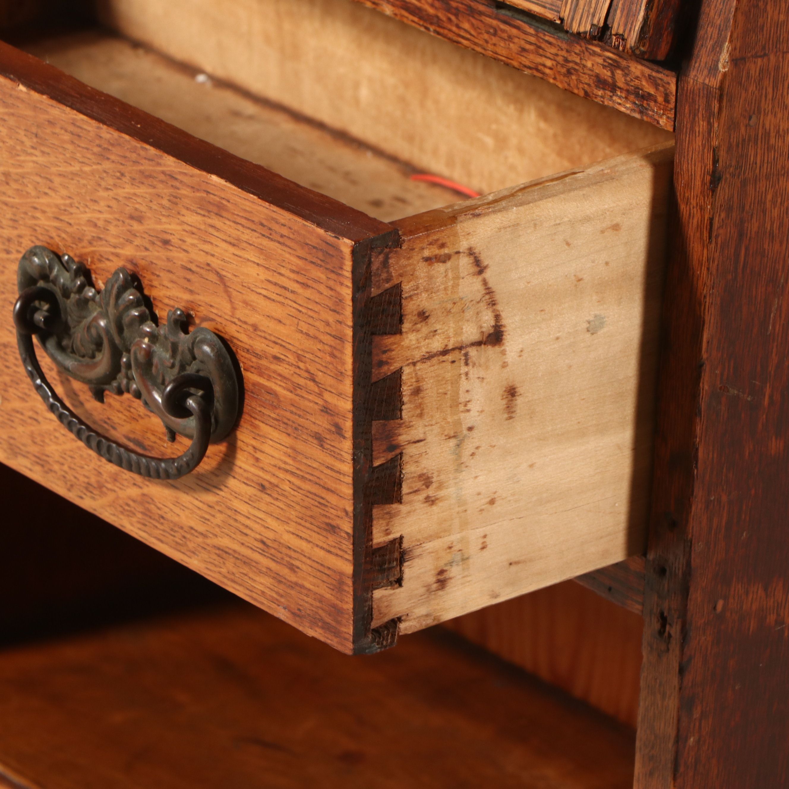 American Late Victorian Oak Secretary Bookcase, Early 20th Century