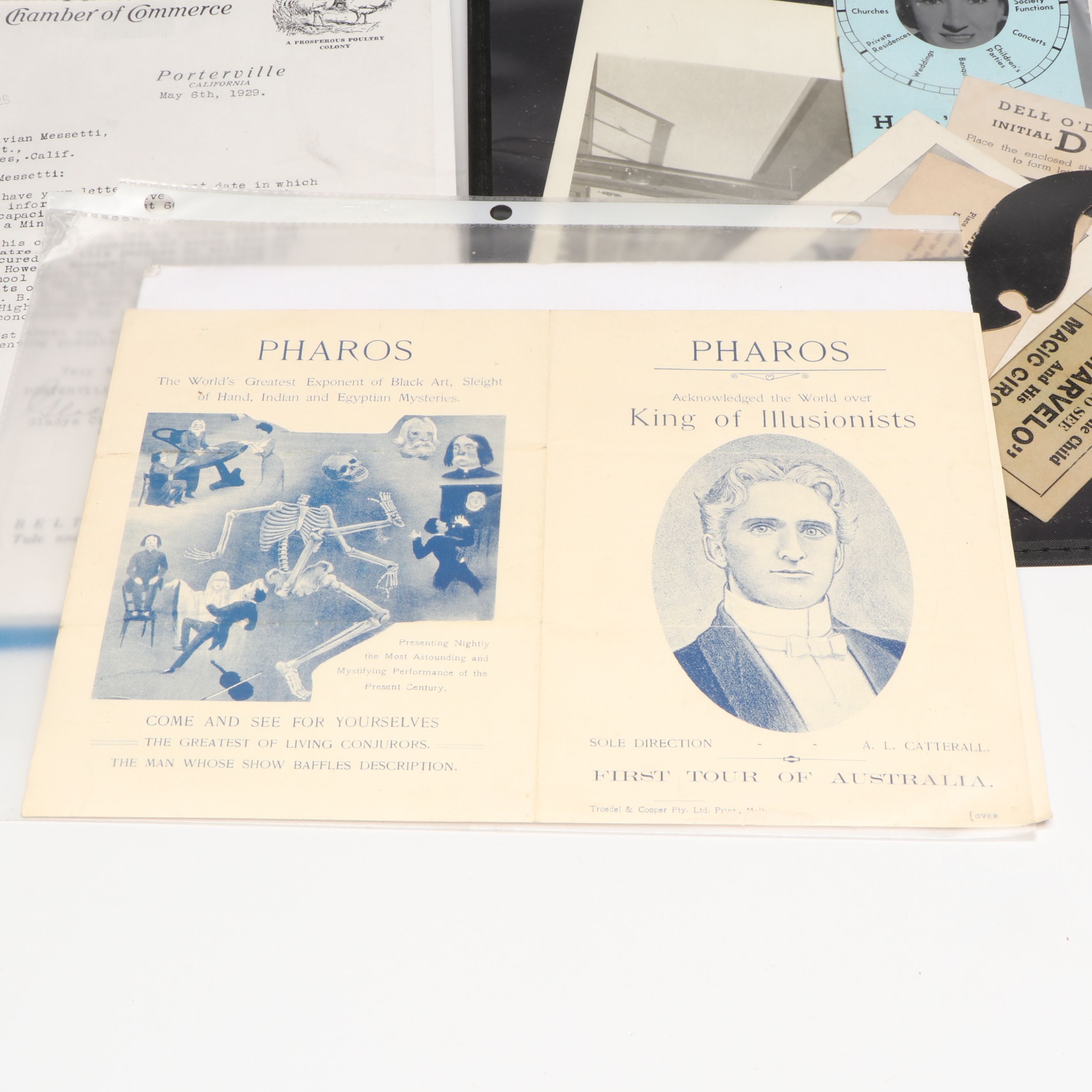 Pharos, Prof. De La Mano with Other Flyers, Photographs and More Ephemera