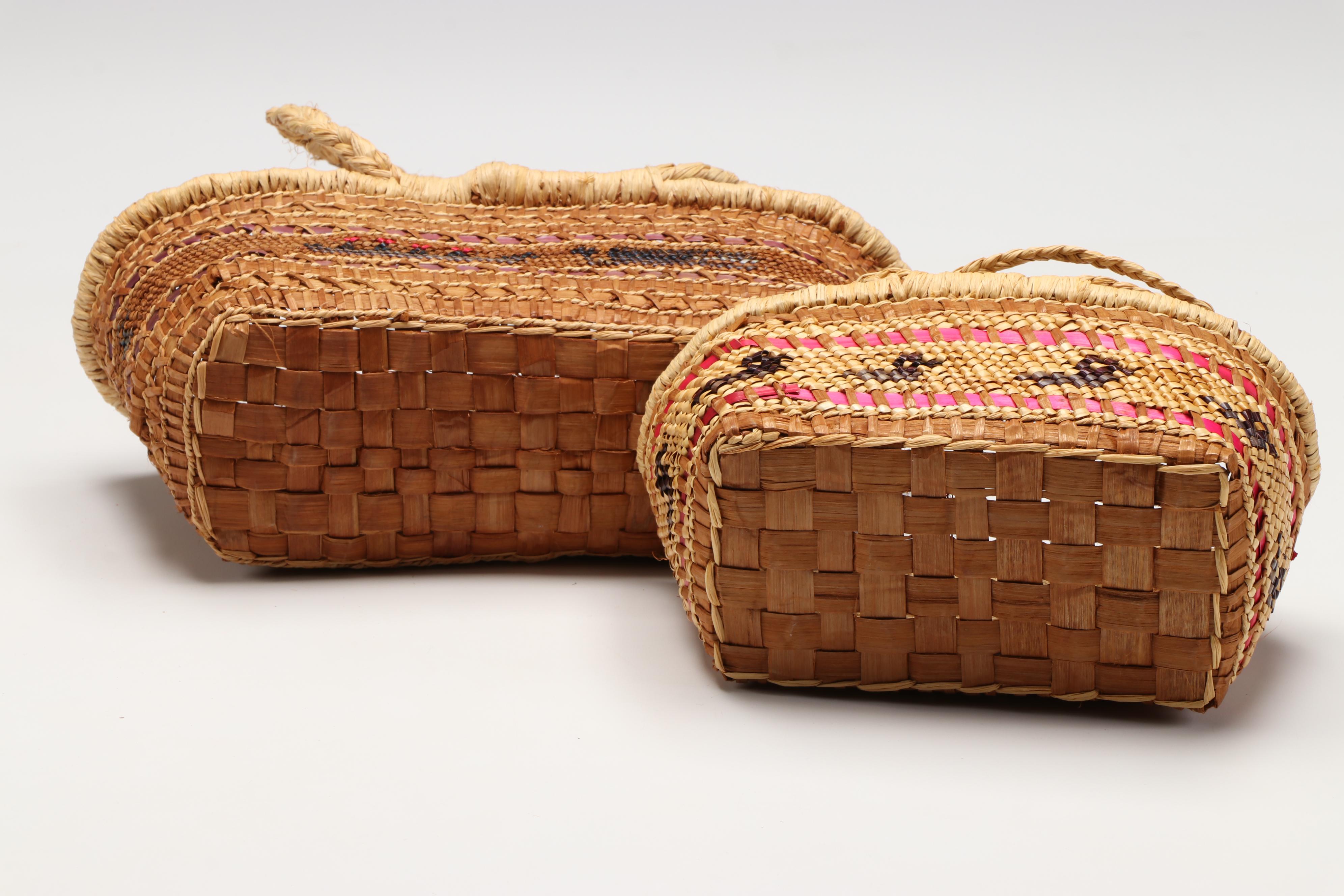 Valerie Ware with Other Makah Cedar Bark and Beargrass Handled Basket