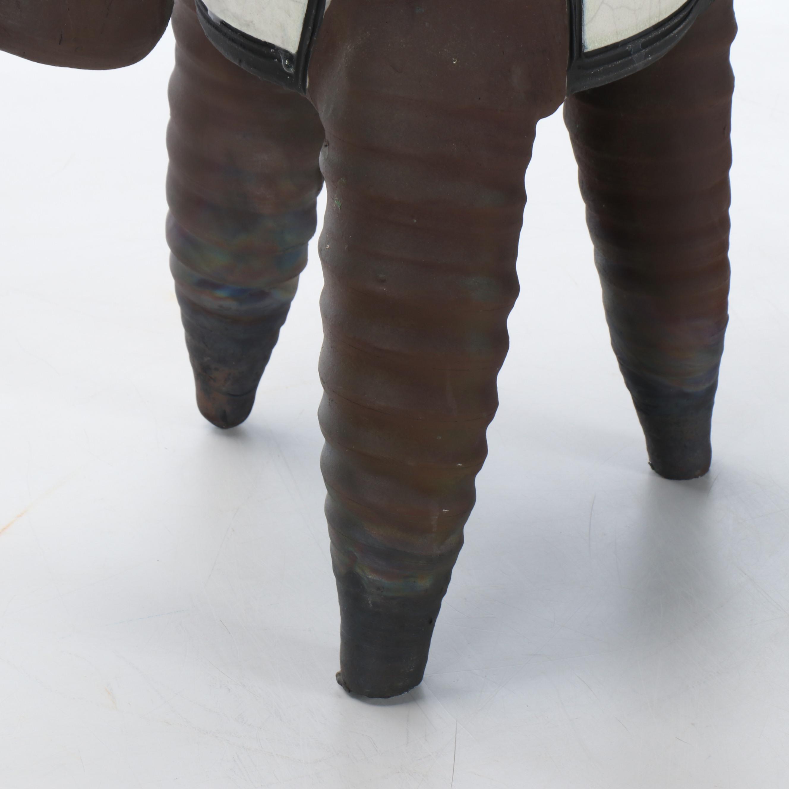 Raku Fired Earthenware Figural Pitcher