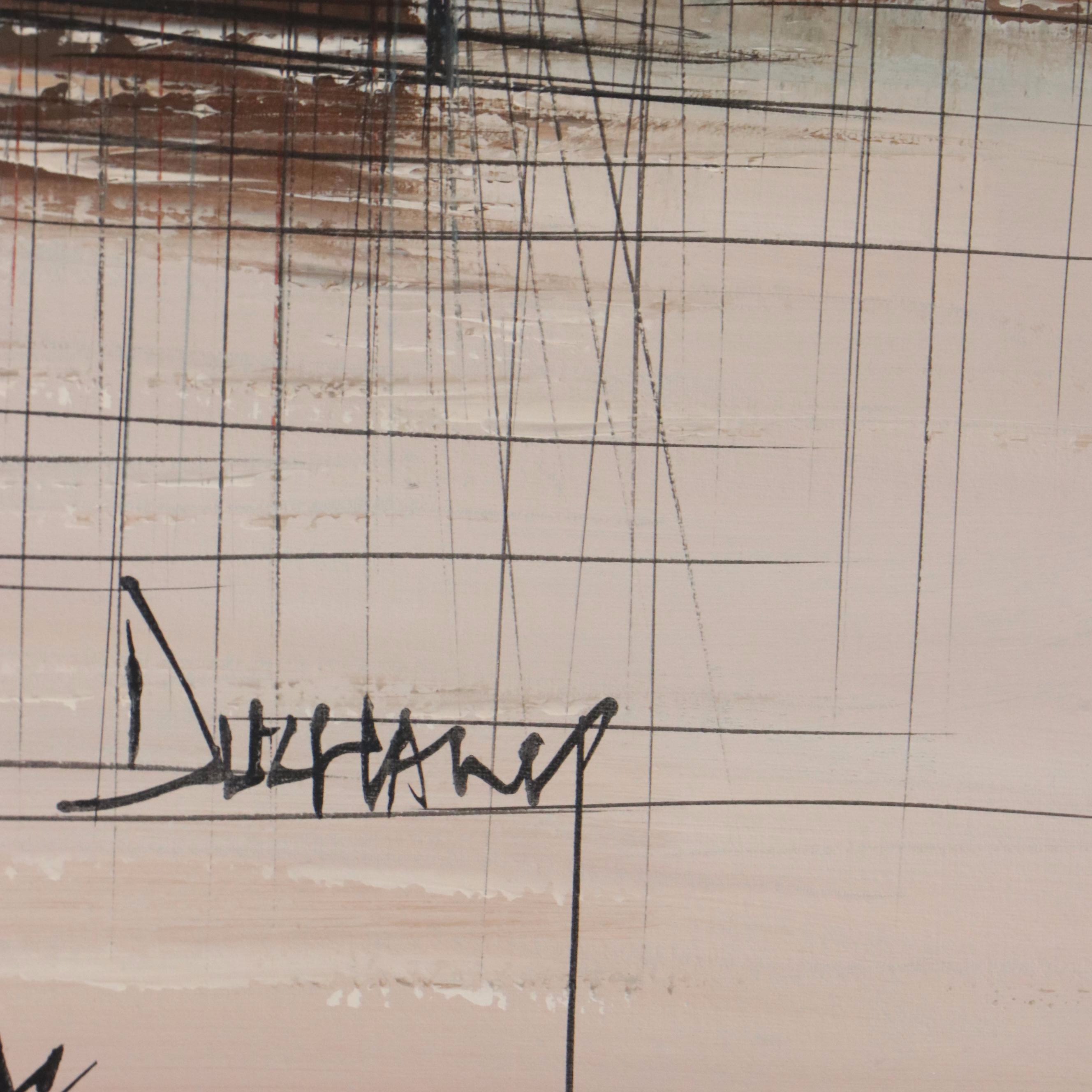 Postmodern Oil Painting of Brooklyn Bridge, Mid-20th Century