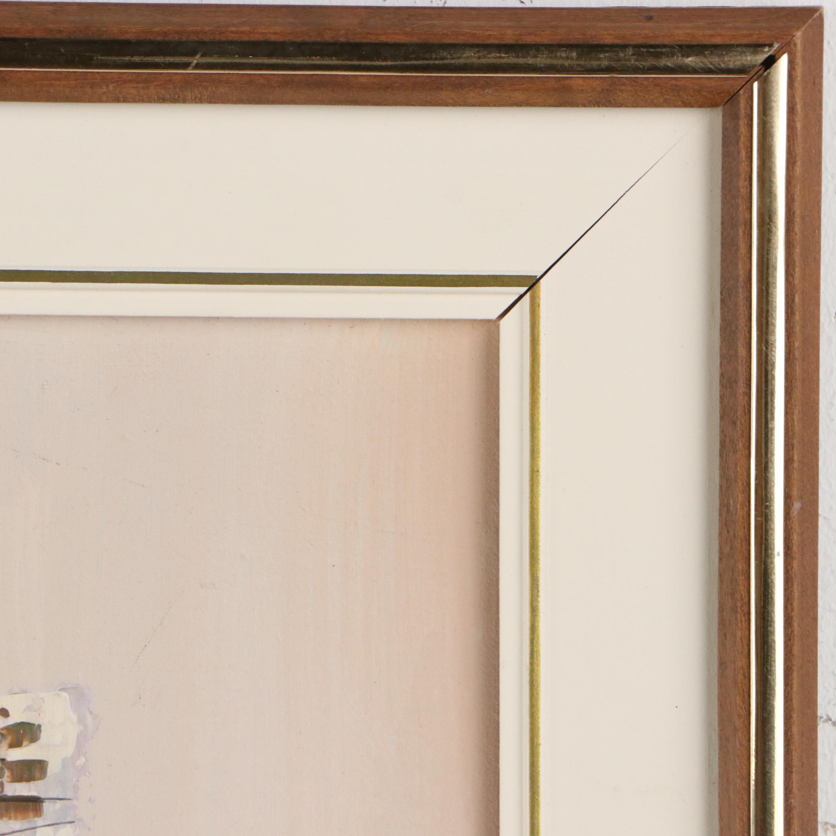 Postmodern Oil Painting of Brooklyn Bridge, Mid-20th Century