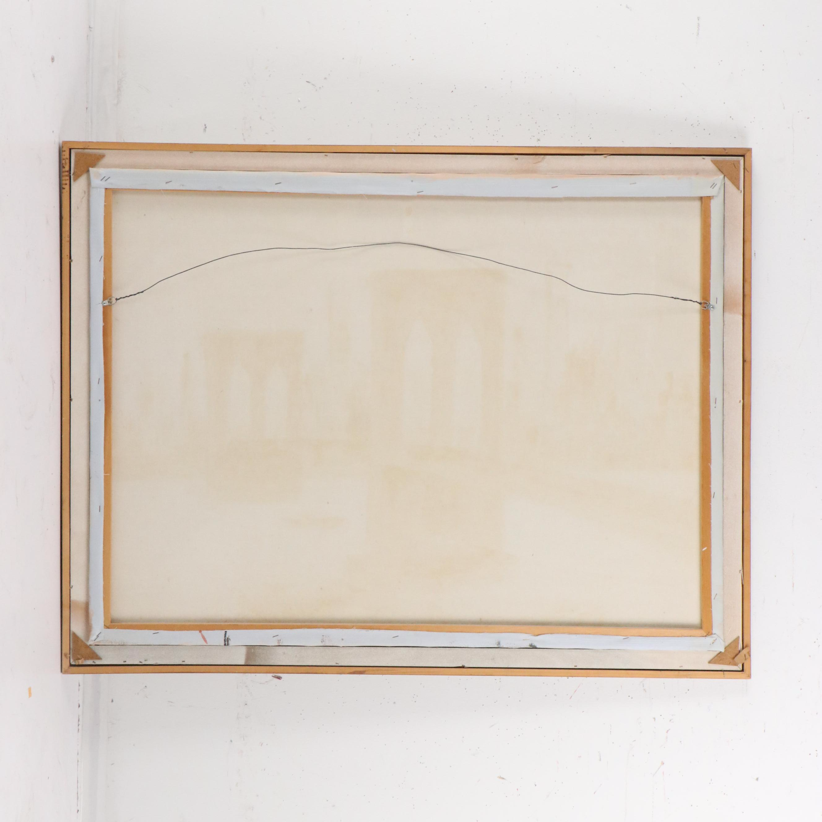 Postmodern Oil Painting of Brooklyn Bridge, Mid-20th Century