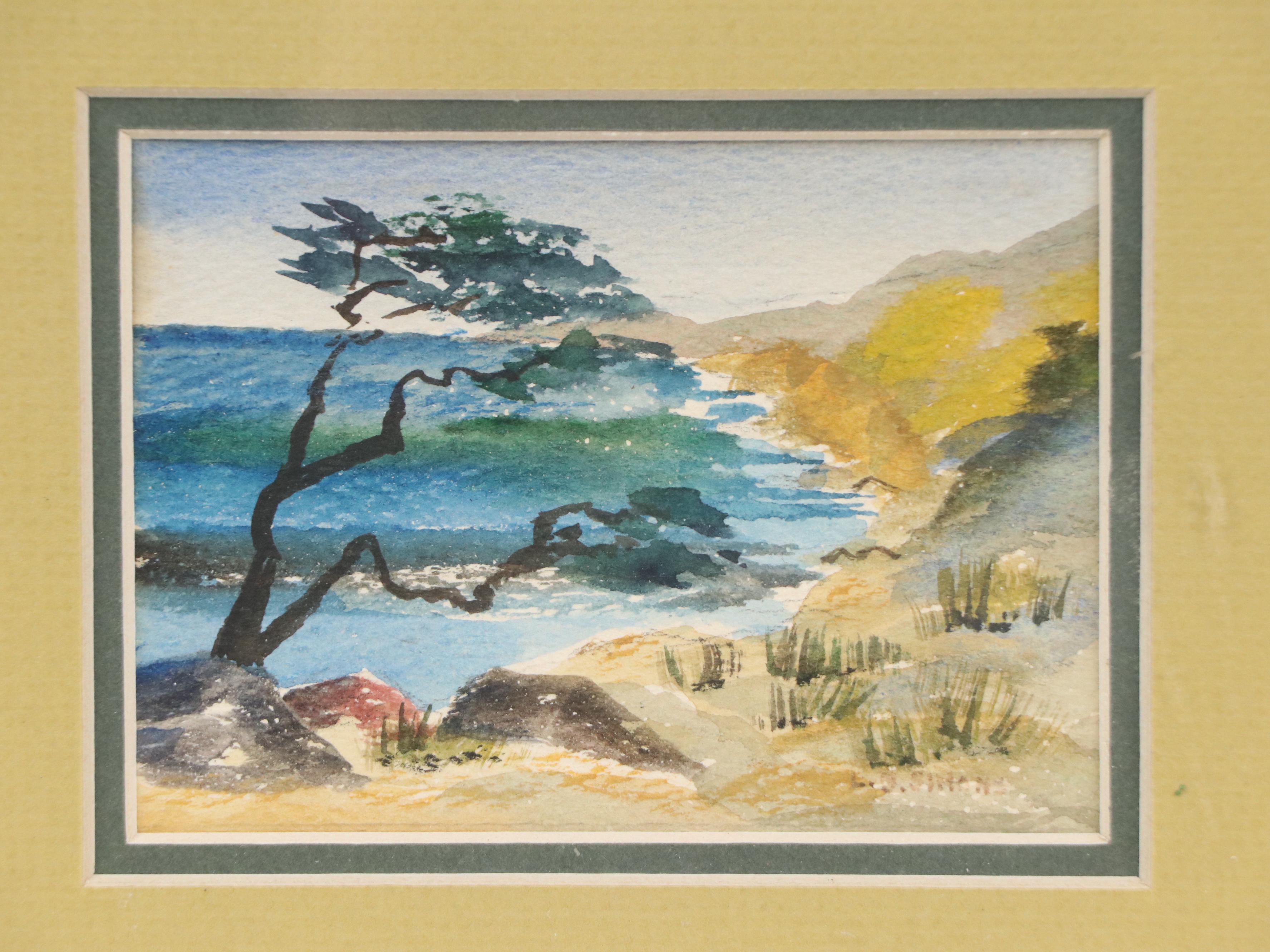 Watercolor Painting "California Coast," Mid to Late 20th Century