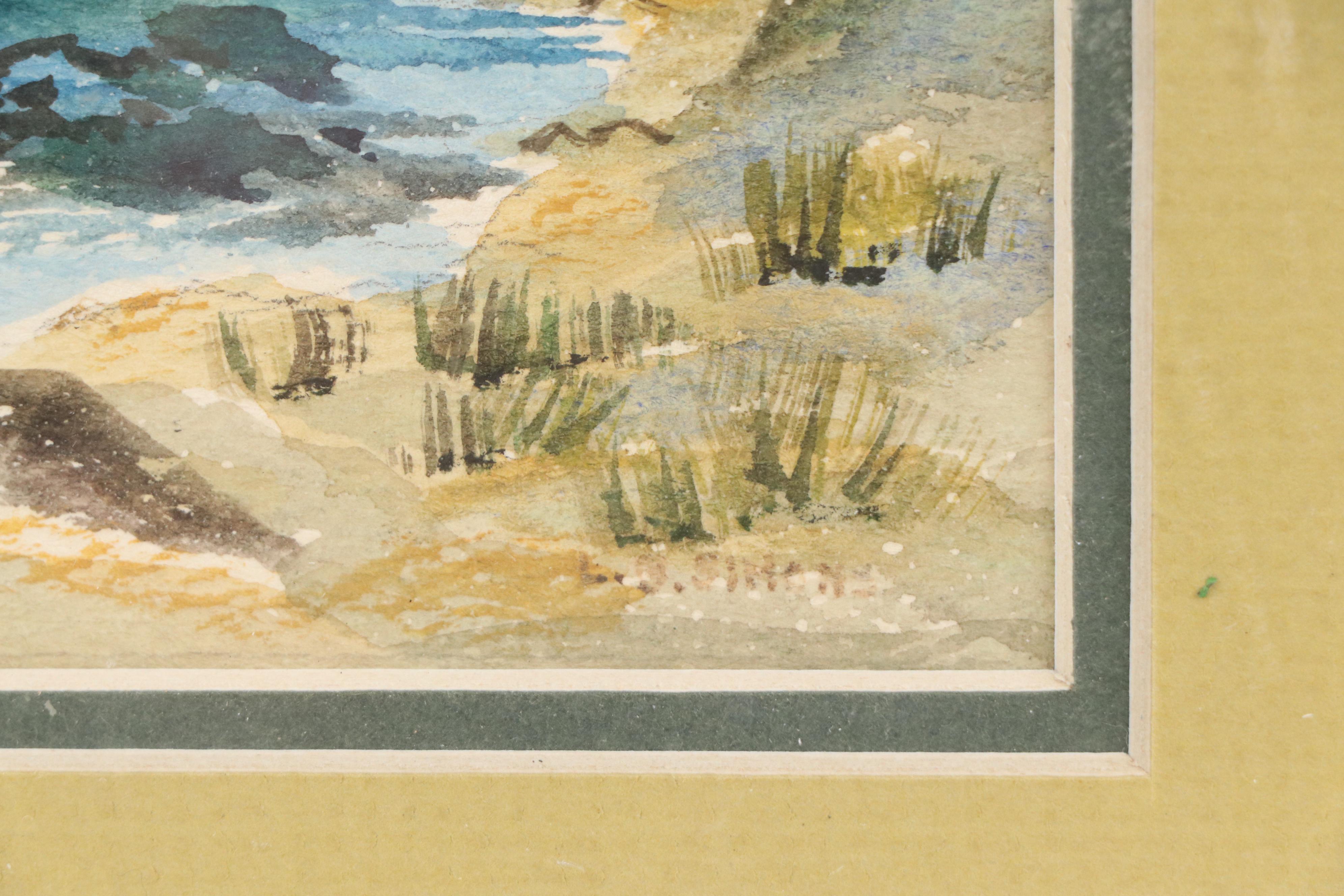 Watercolor Painting "California Coast," Mid to Late 20th Century