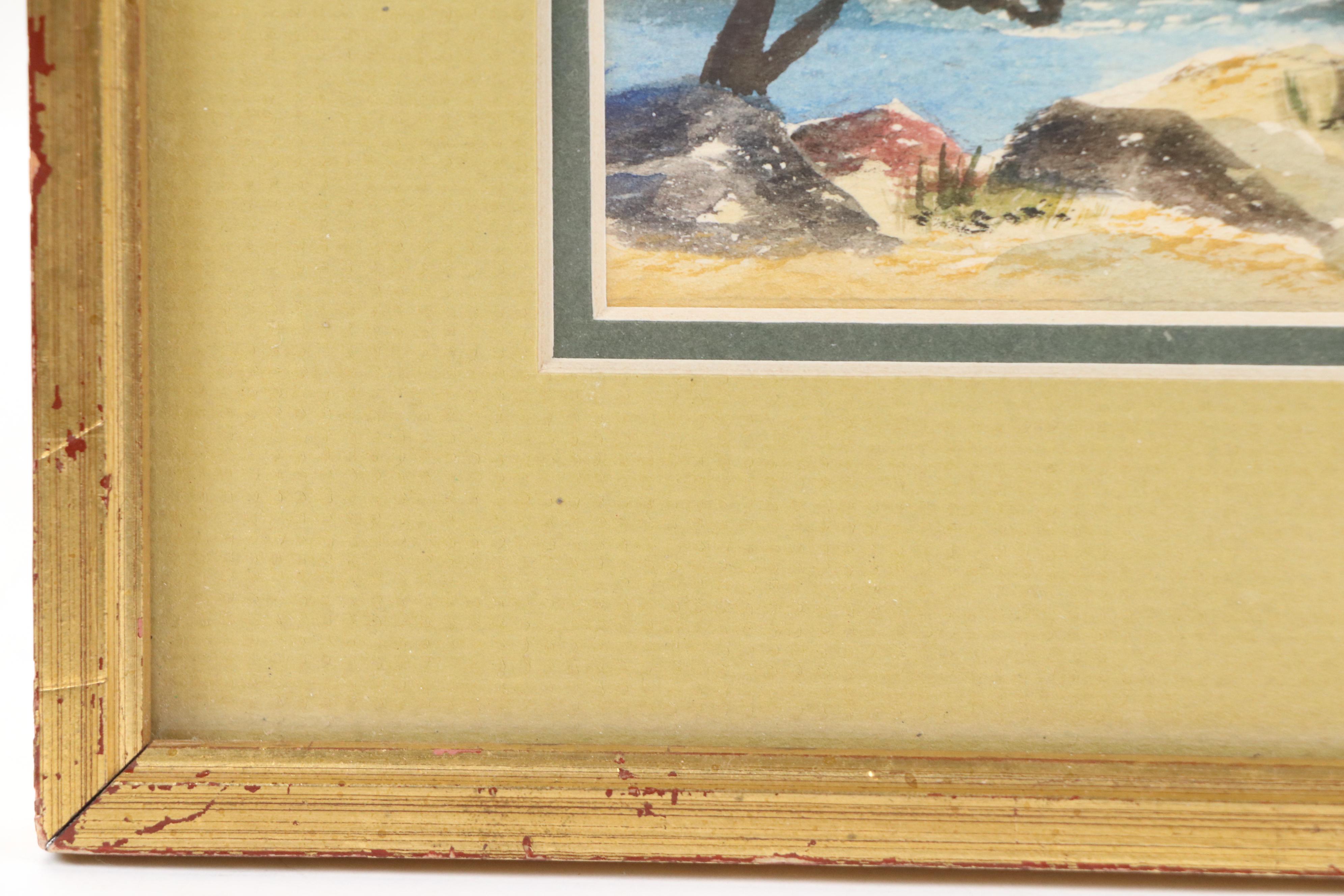 Watercolor Painting "California Coast," Mid to Late 20th Century