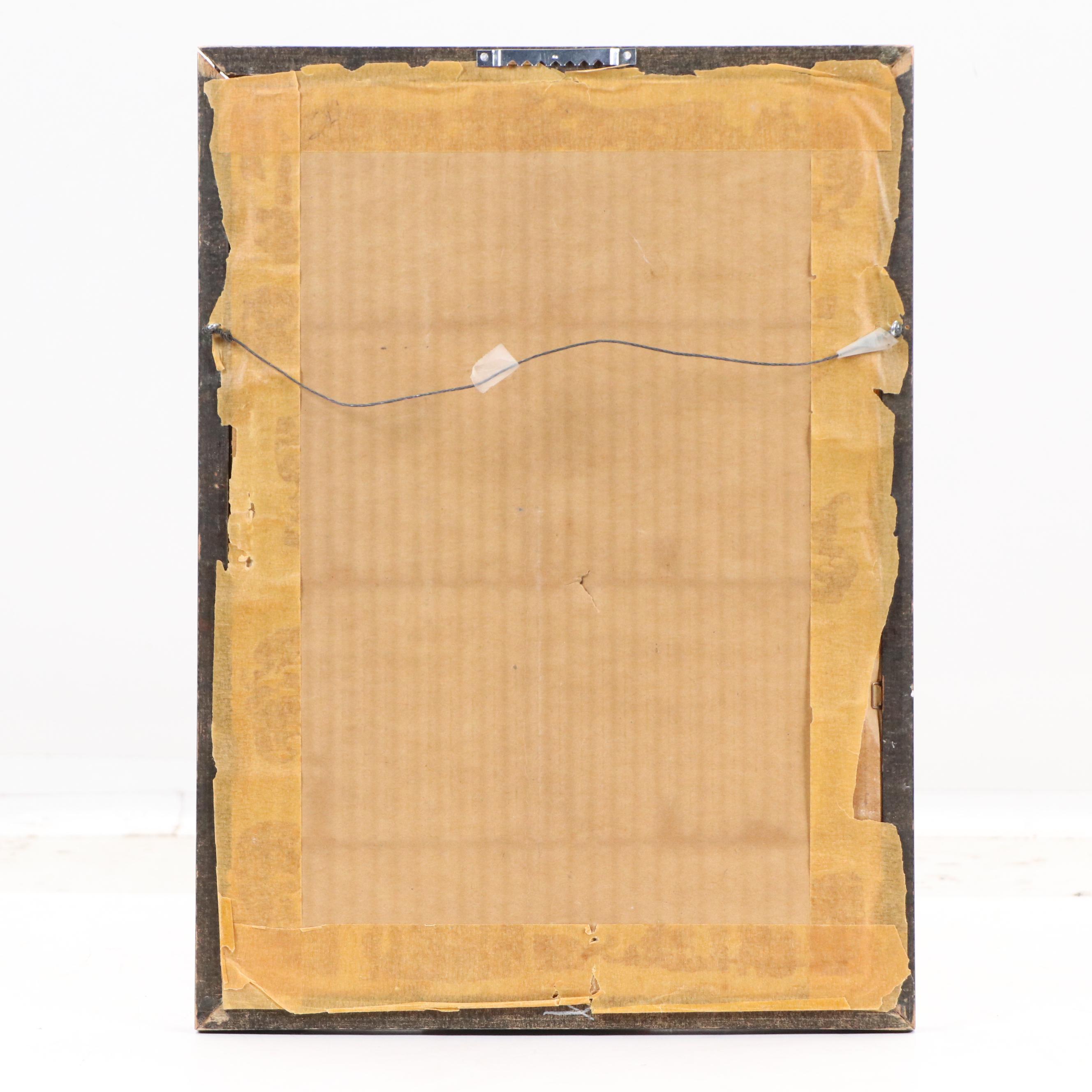 S. Ahl Hand-Colored Etching of Songbird with Holly Sprig, Mid to Late 20th C.