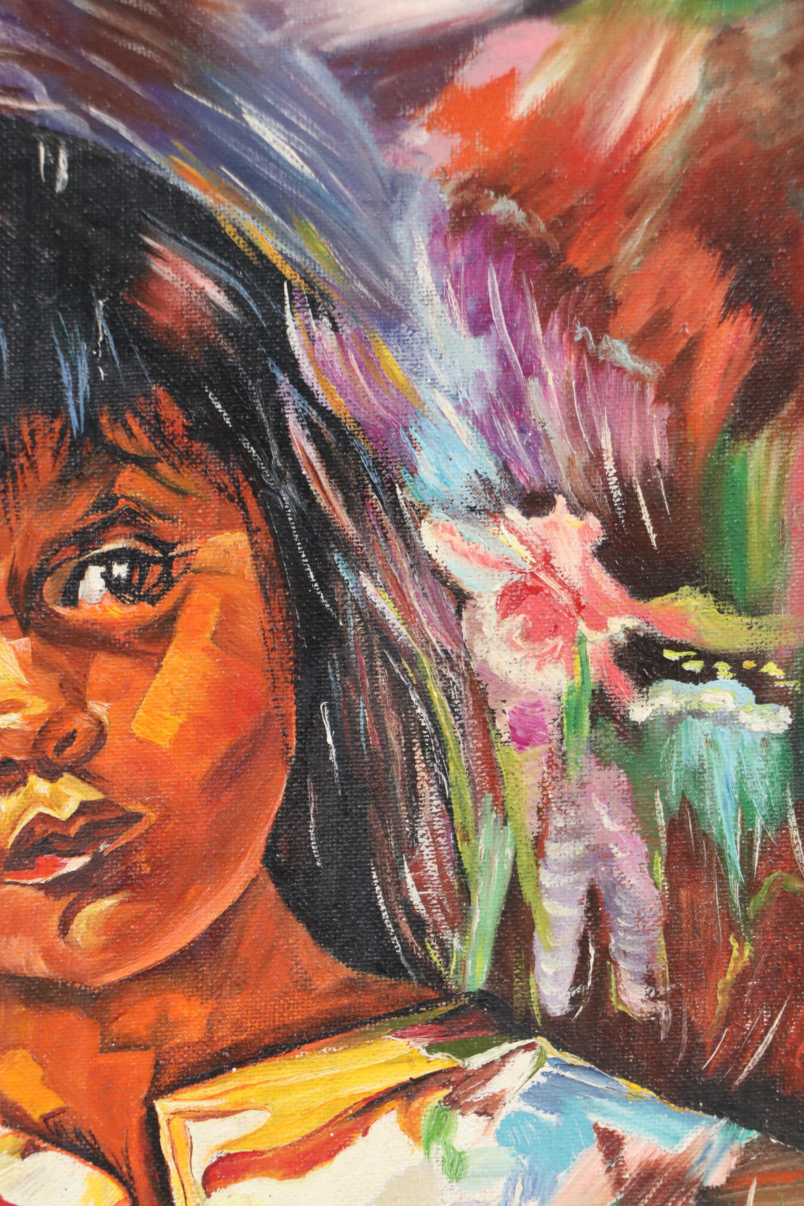 Oil Portrait Painting of Child, Late 20th Century