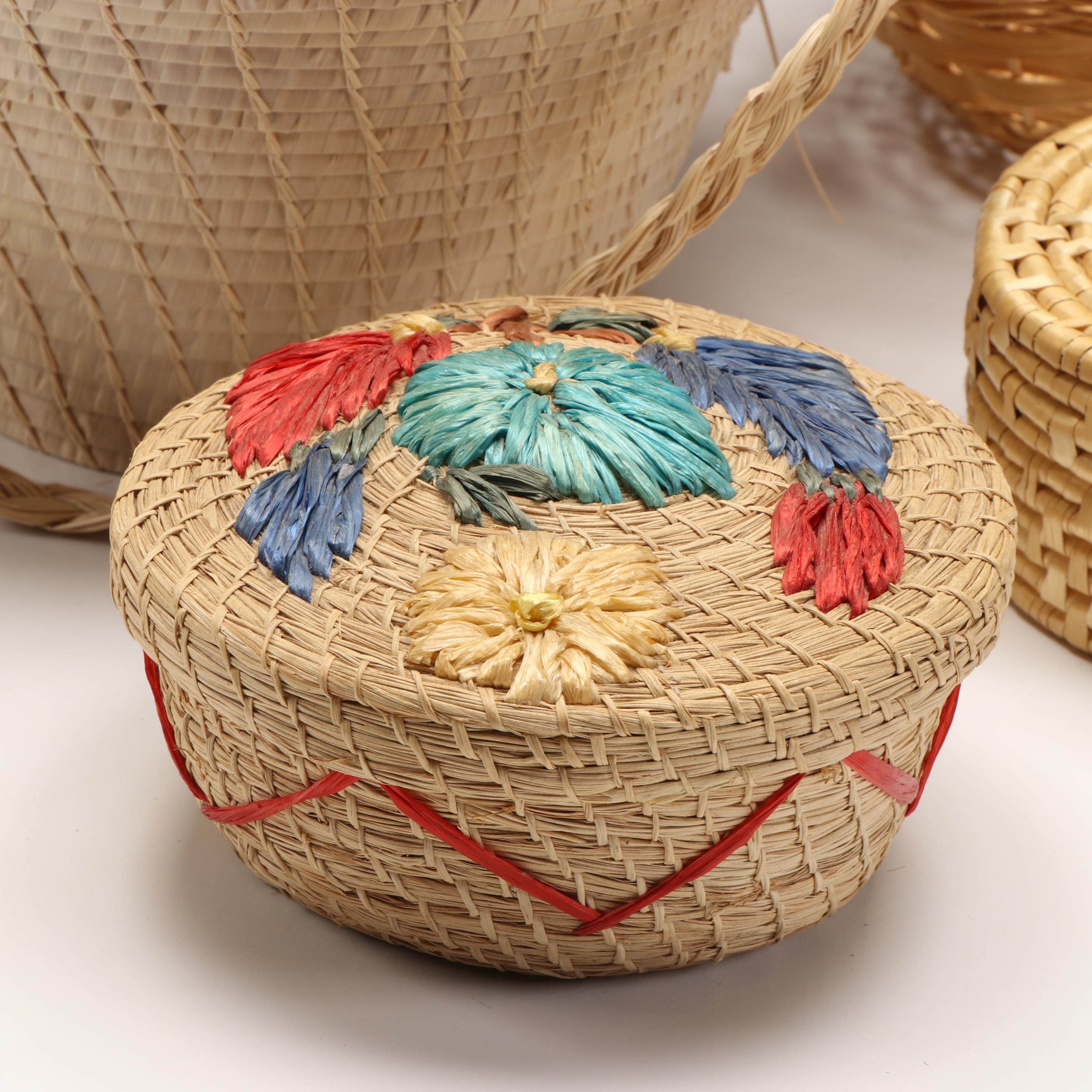Chuuk Island and Jamaican Baskets with St. Kitts Sugar Cane Coaster Set