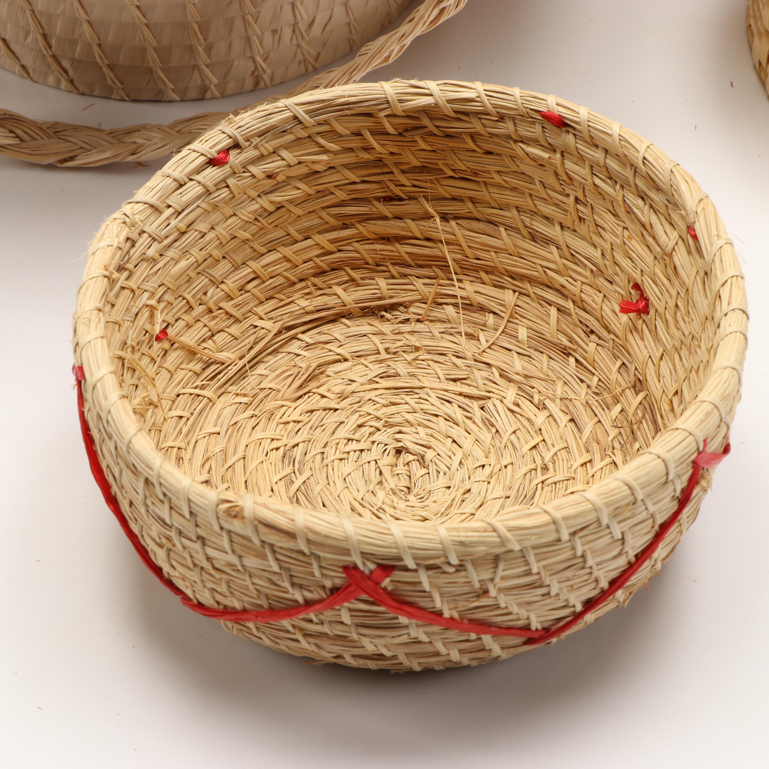 Chuuk Island and Jamaican Baskets with St. Kitts Sugar Cane Coaster Set