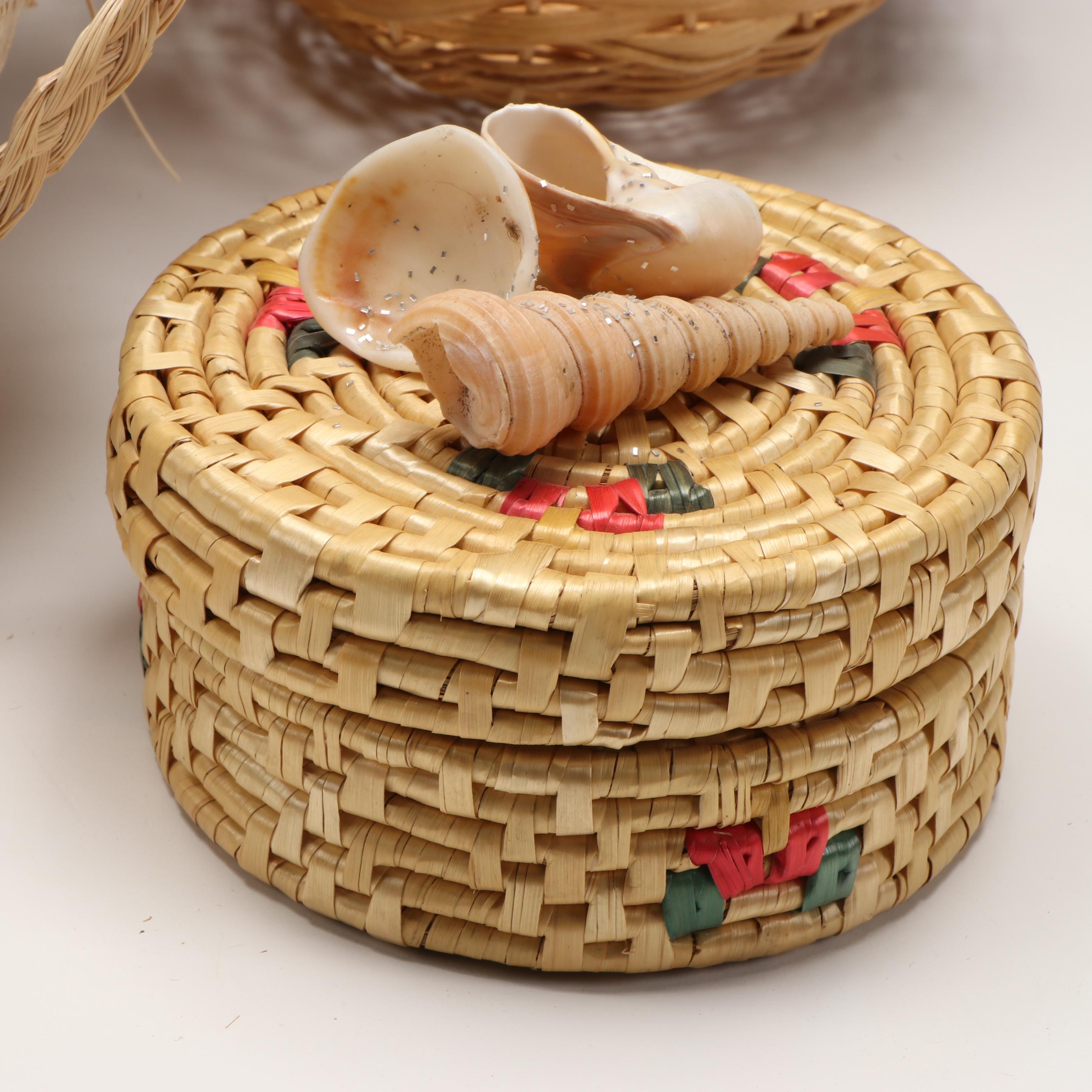 Chuuk Island and Jamaican Baskets with St. Kitts Sugar Cane Coaster Set