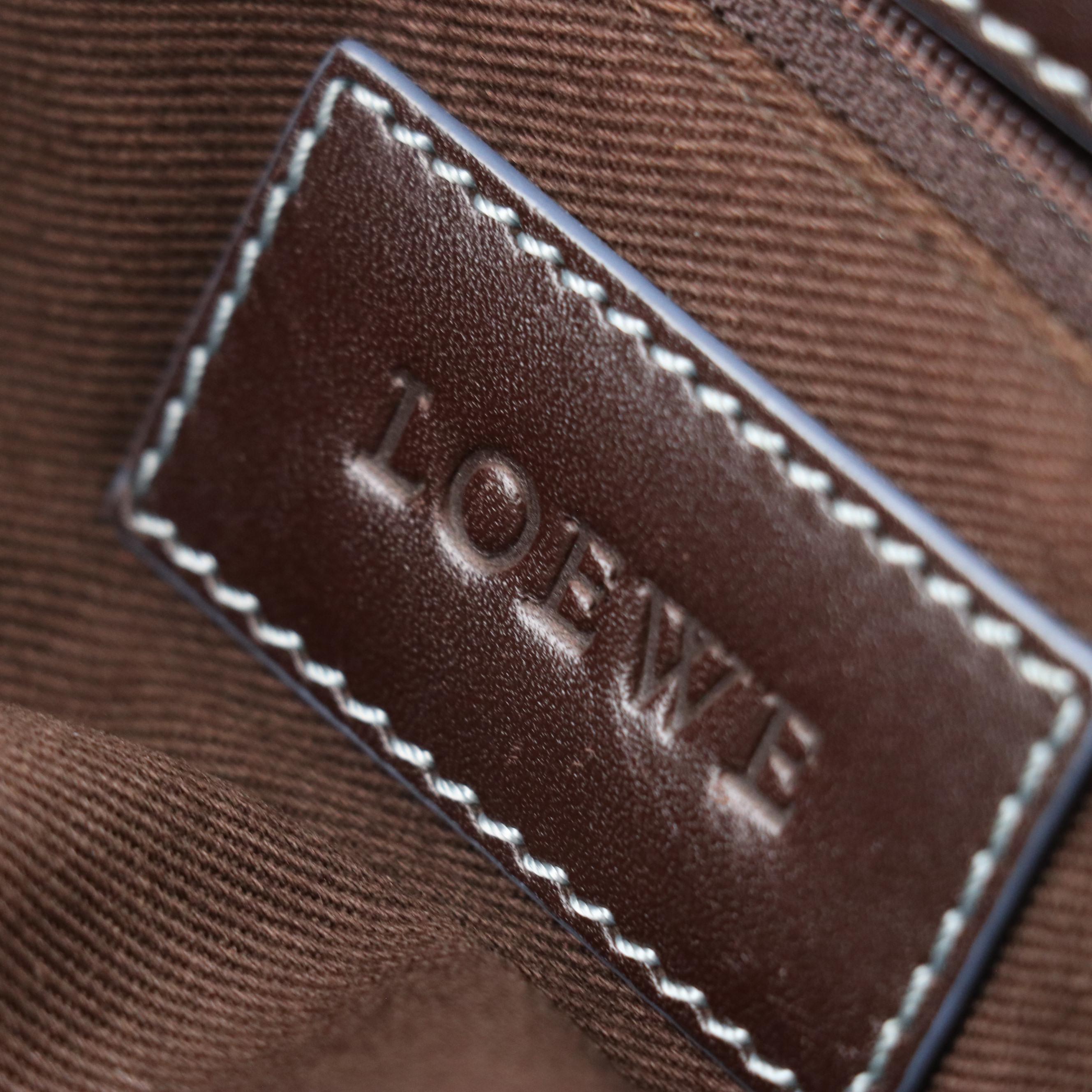 Loewe Anagram Canvas and Brown Leather Vertical Tote