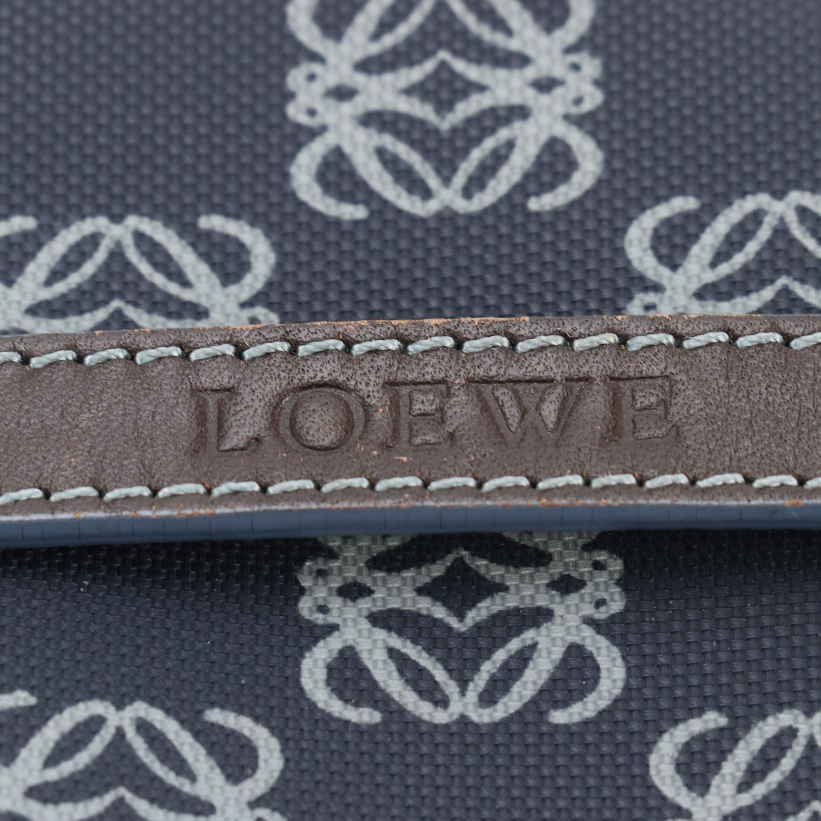 Loewe Anagram Canvas and Brown Leather Vertical Tote